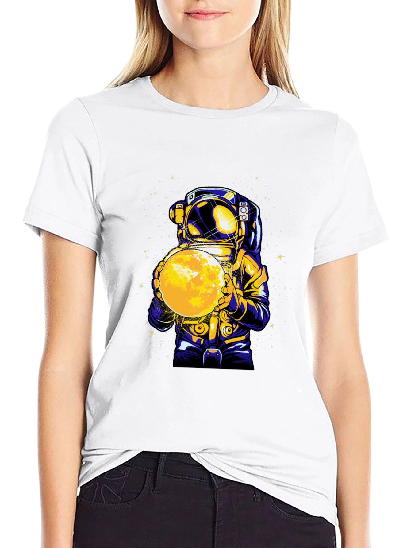 Astronaut Holding Moon Graphic T-Shirt