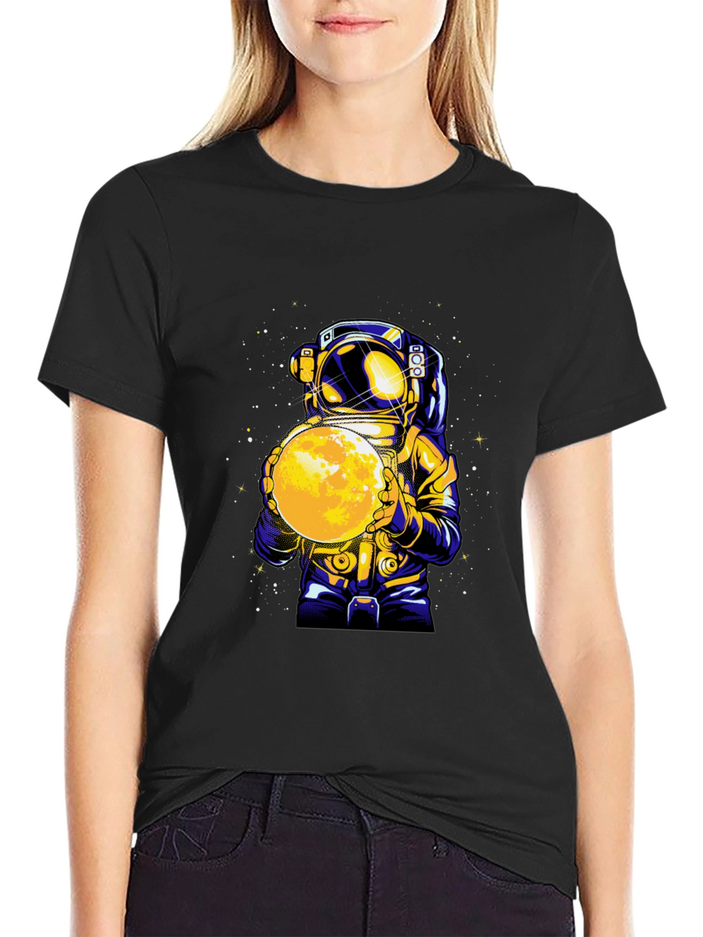 Astronaut Holding Moon Graphic T-Shirt