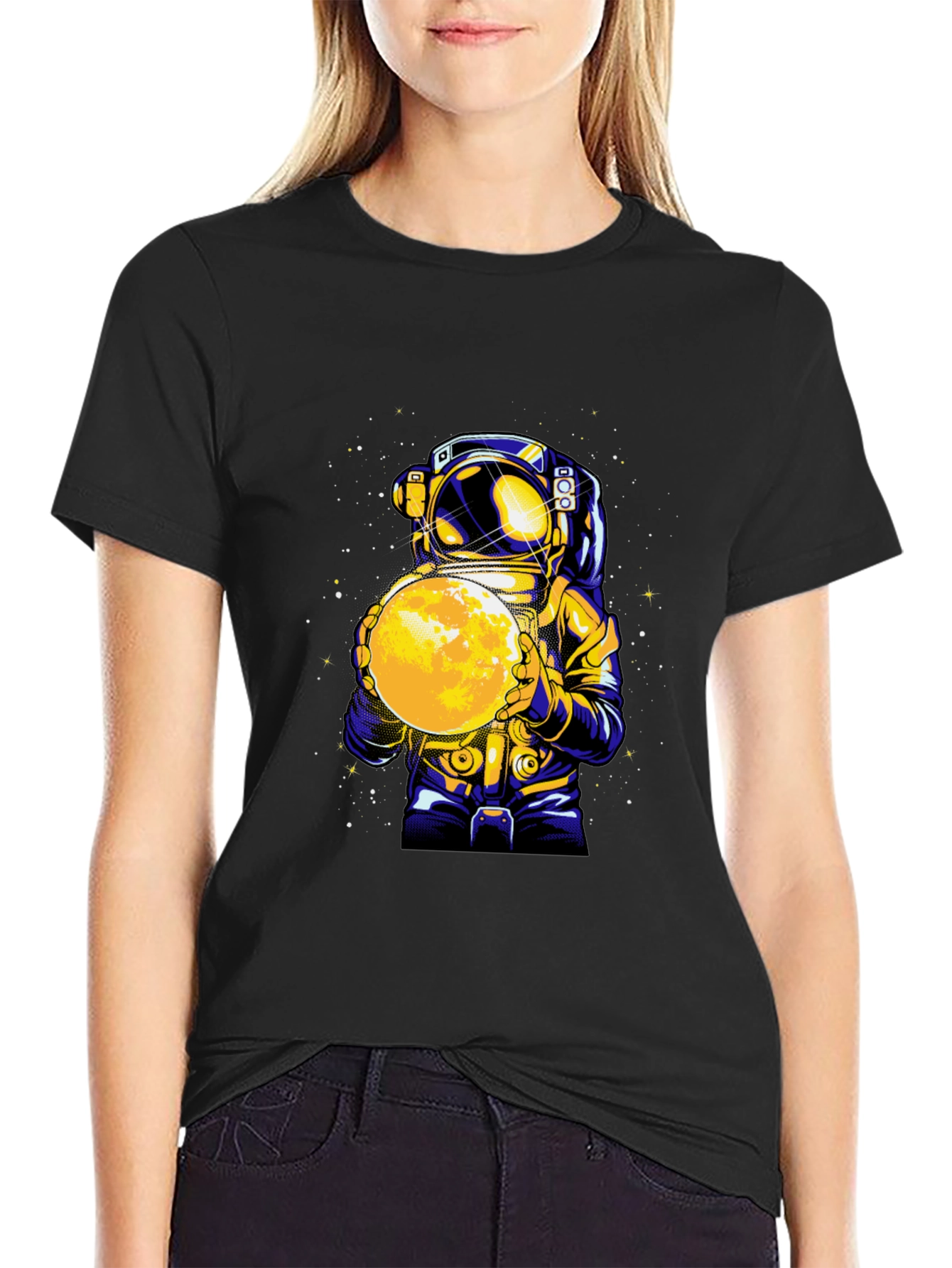 Astronaut Holding Moon Graphic T-Shirt