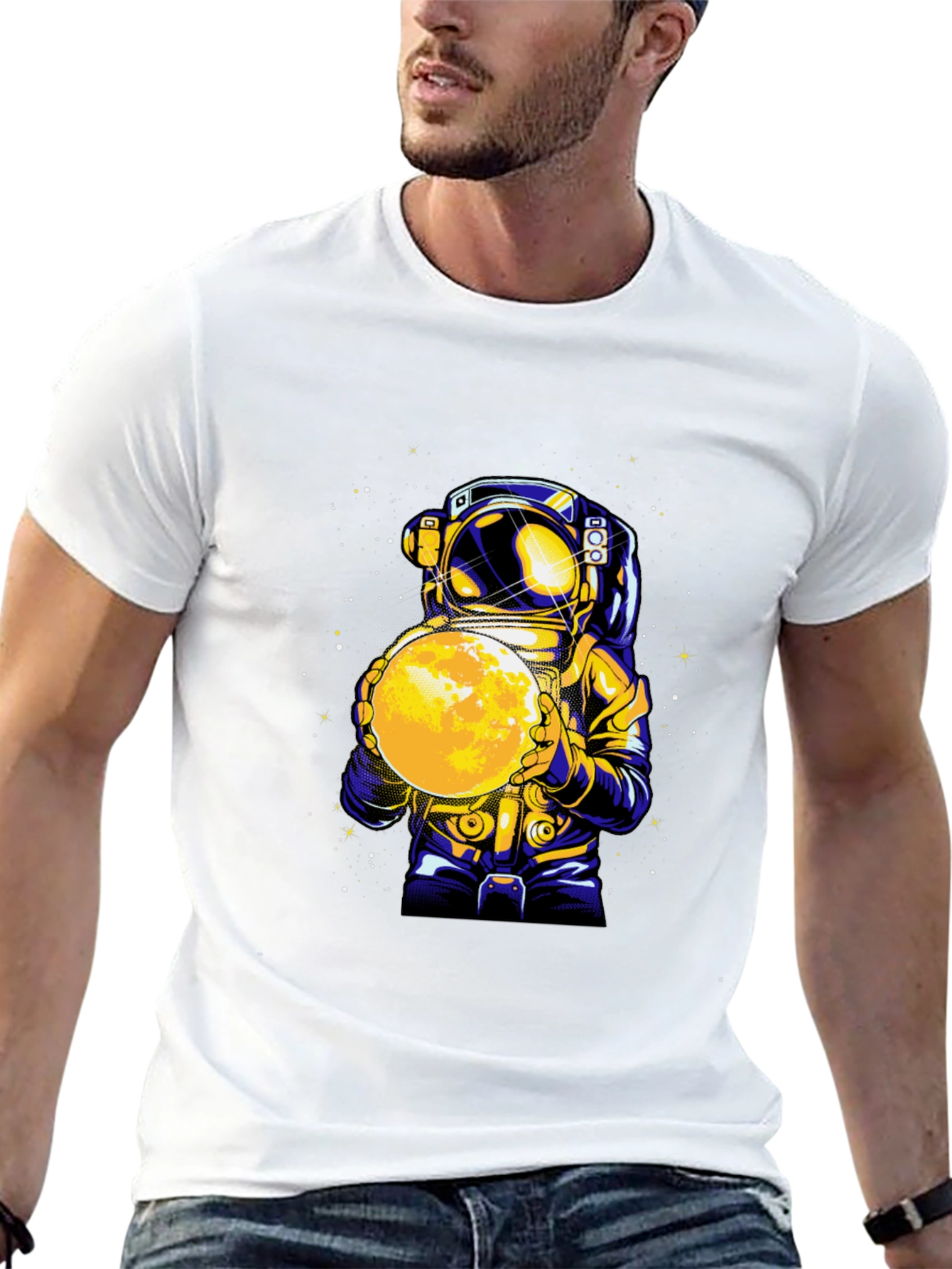 Astronaut Holding Moon Graphic T-Shirt