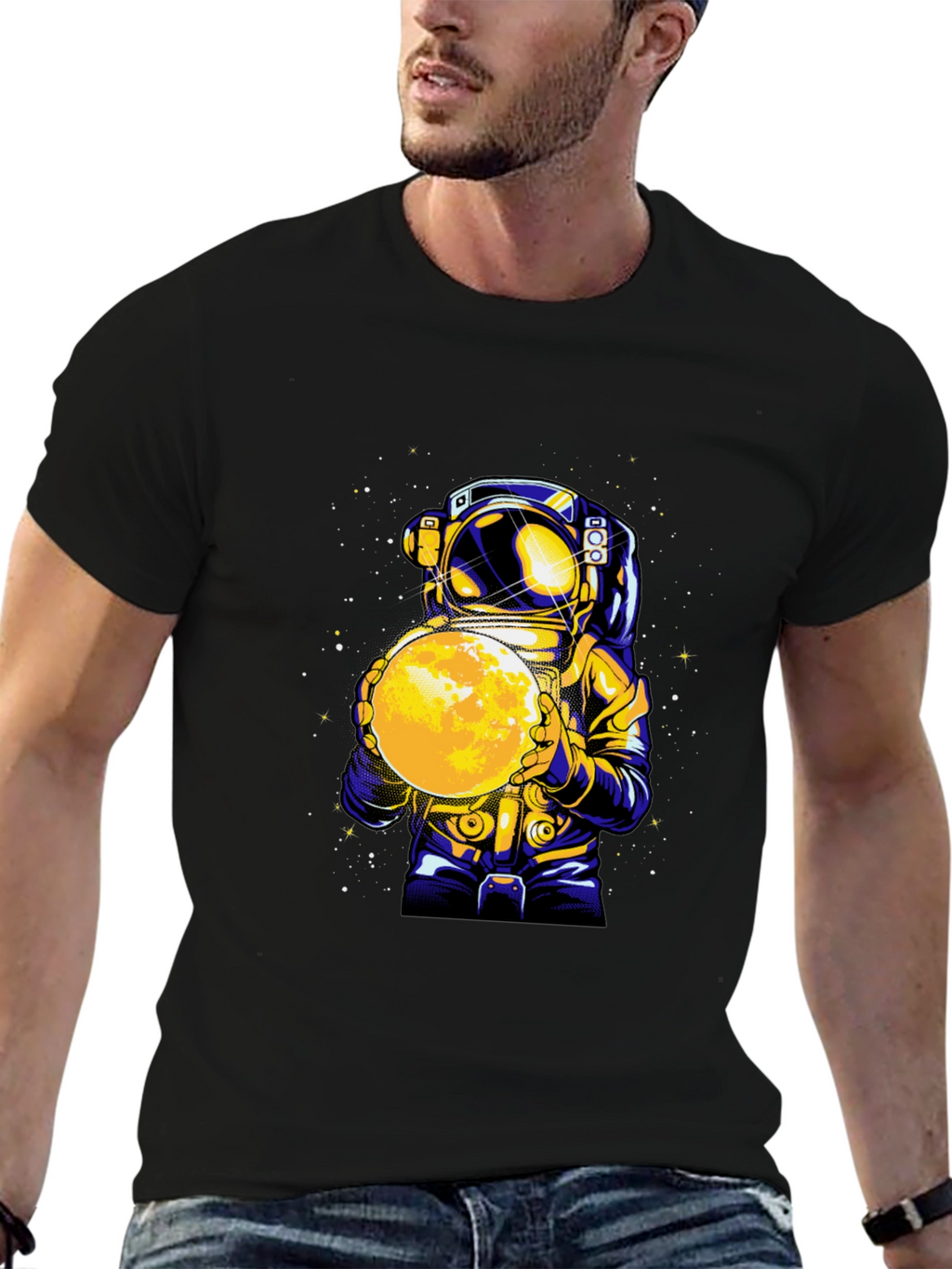 Astronaut Holding Moon Graphic T-Shirt