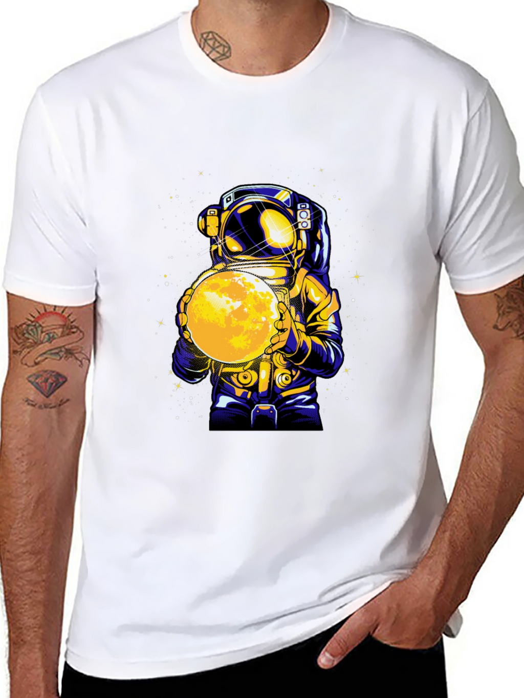 Astronaut Holding Moon Graphic T-Shirt