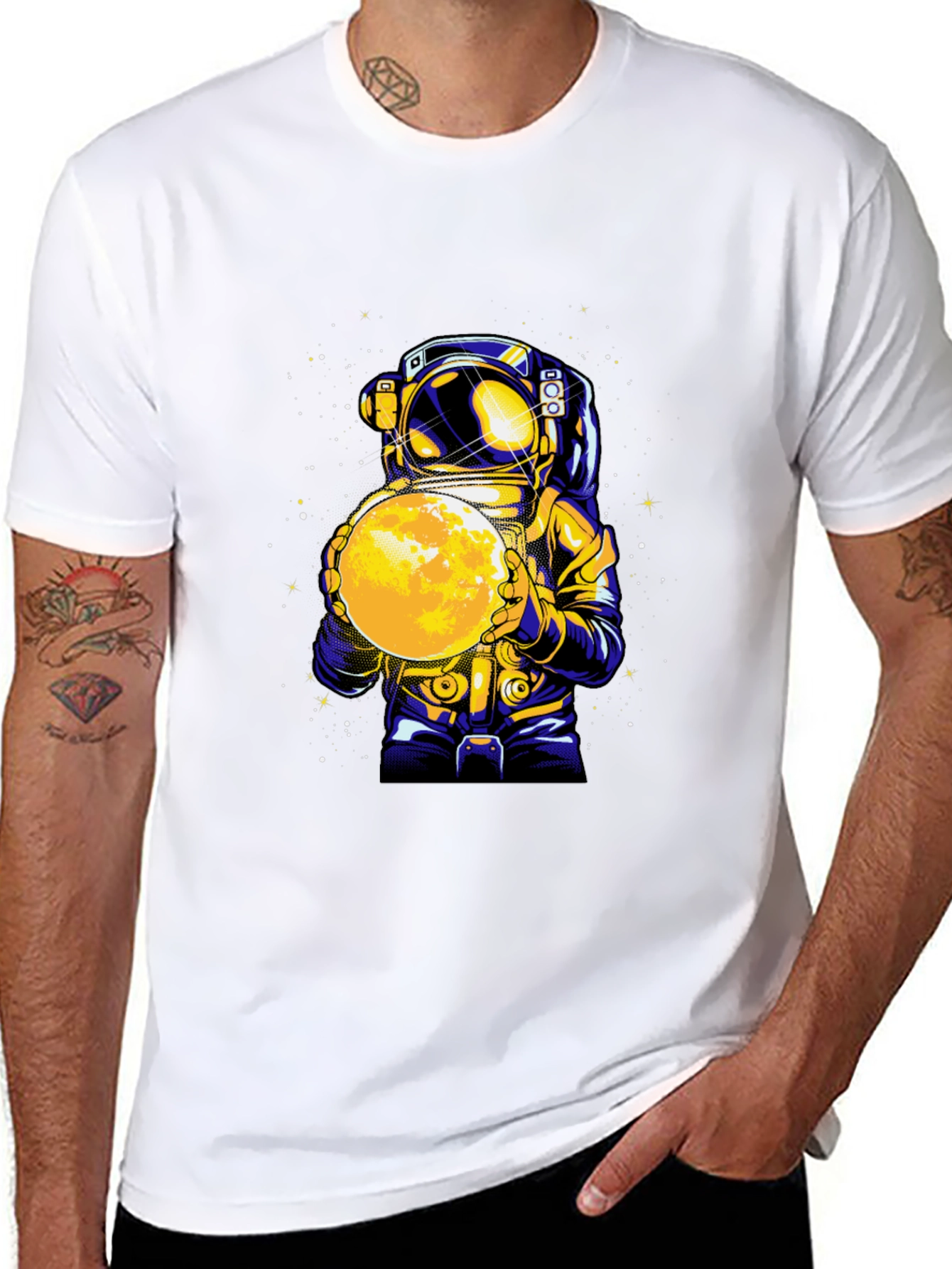 Astronaut Holding Moon Graphic T-Shirt