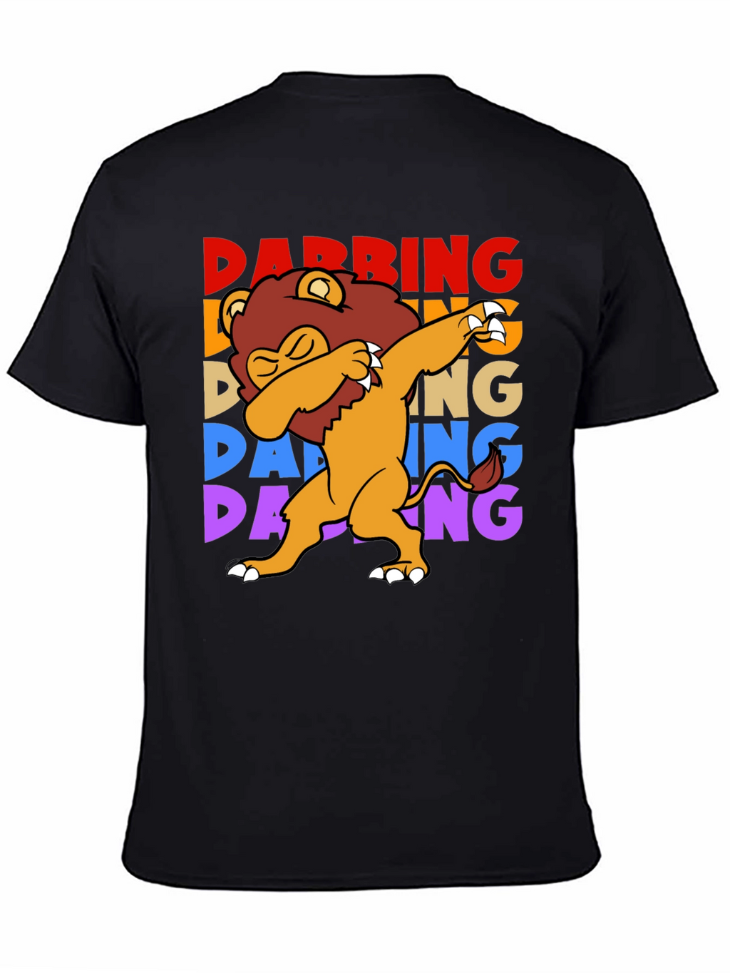 Dabbing Lion Graphic Tee - Black Cotton Shirt