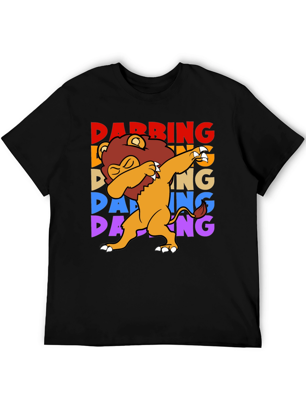 Dabbing Lion Graphic Tee - Black Cotton Shirt