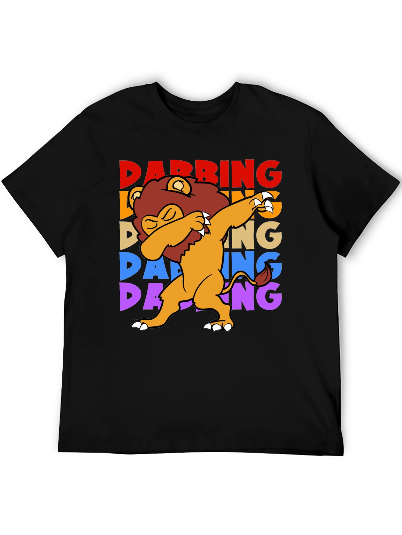 Dabbing Lion Graphic Tee - Black Cotton Shirt