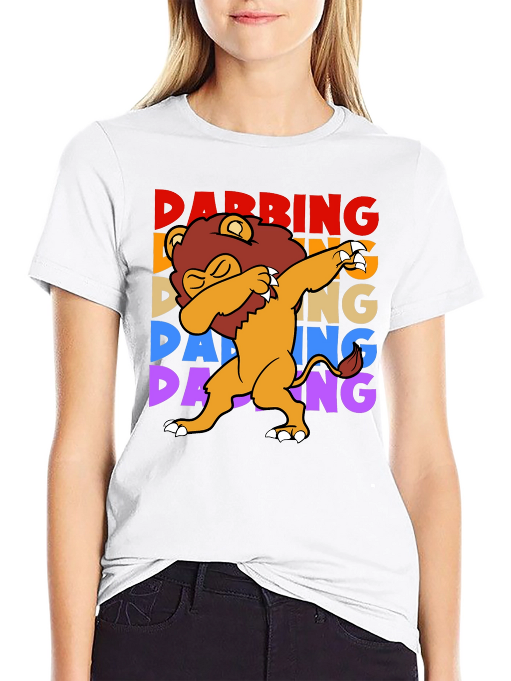 Dabbing Lion Graphic Tee - Black Cotton Shirt