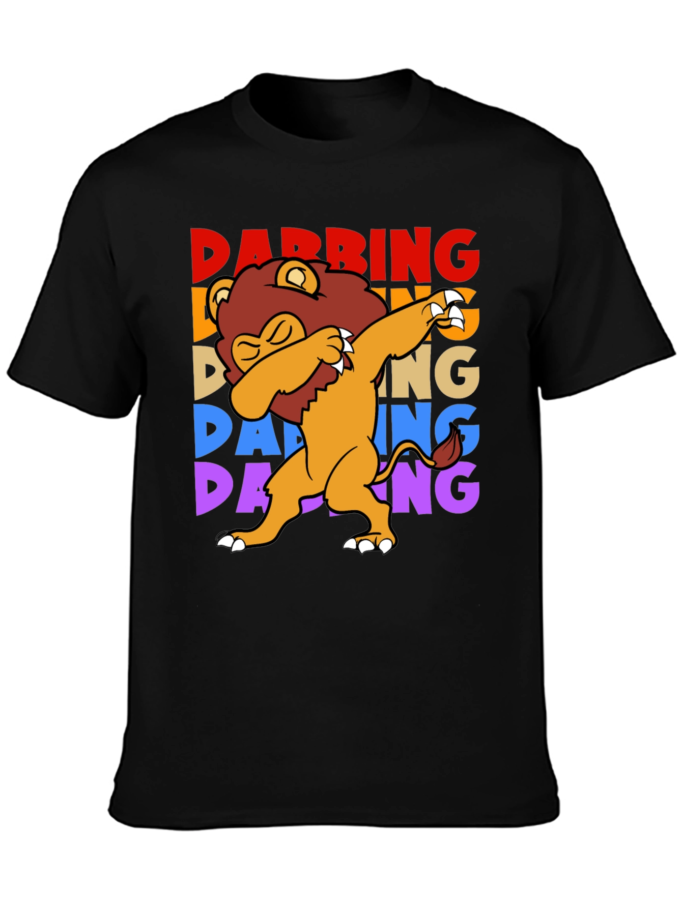 Dabbing Lion Graphic Tee - Black Cotton Shirt