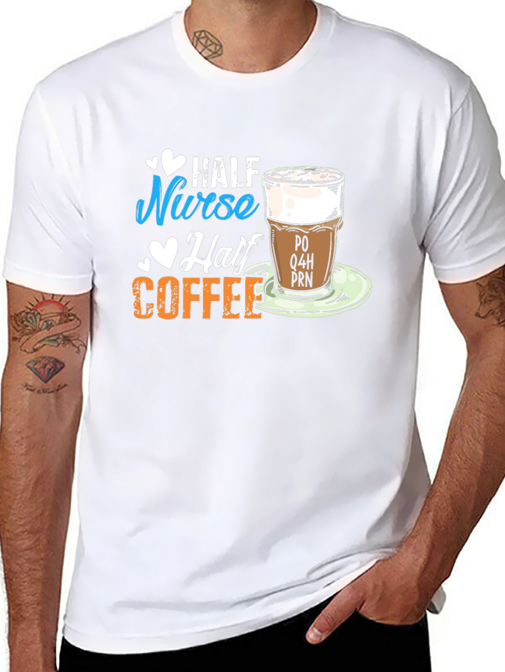 Half Nurse Half Coffee Graphic T-Shirt