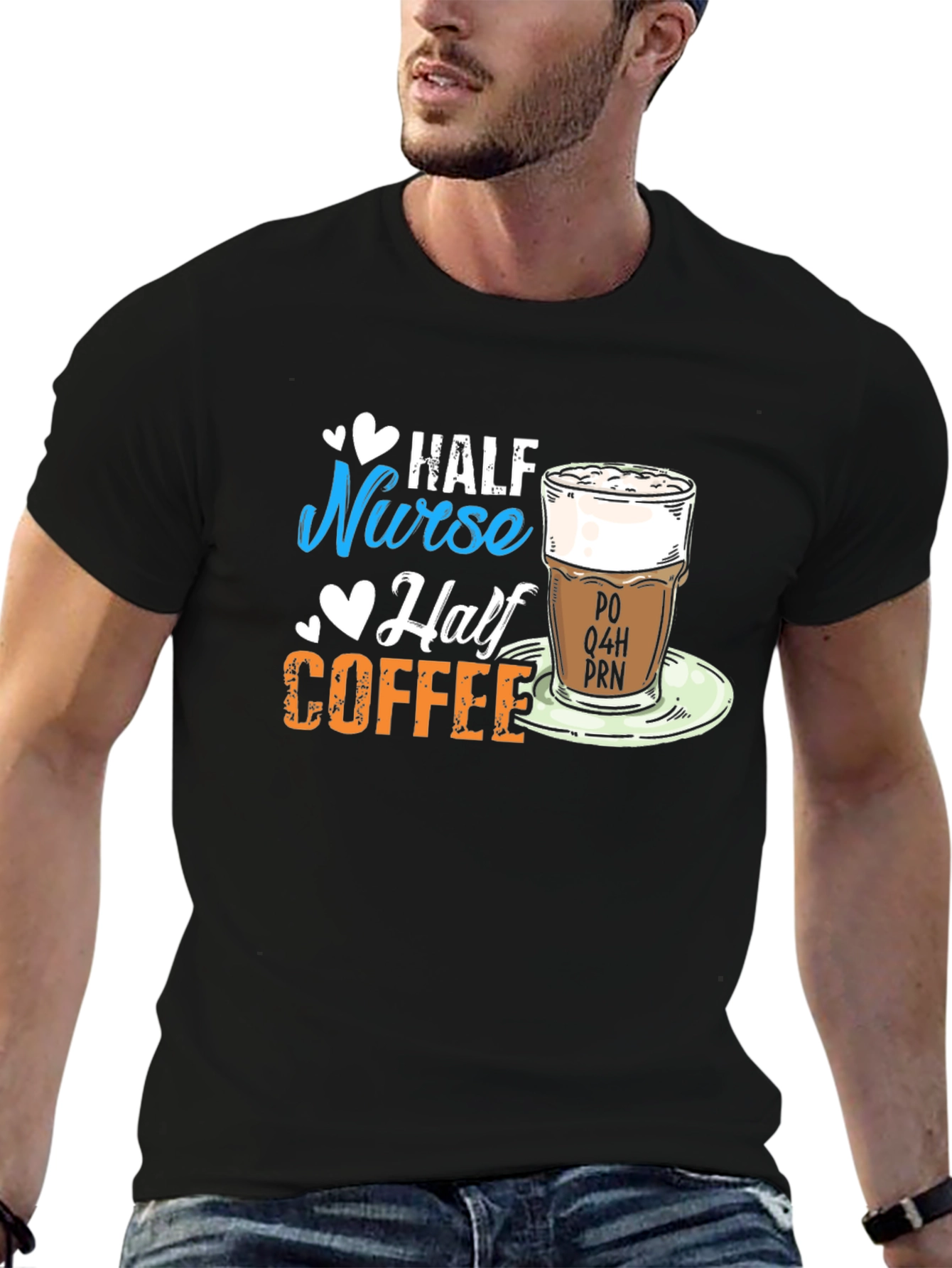 Half Nurse Half Coffee Graphic T-Shirt