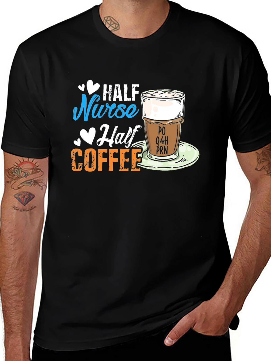 Half Nurse Half Coffee Graphic T-Shirt