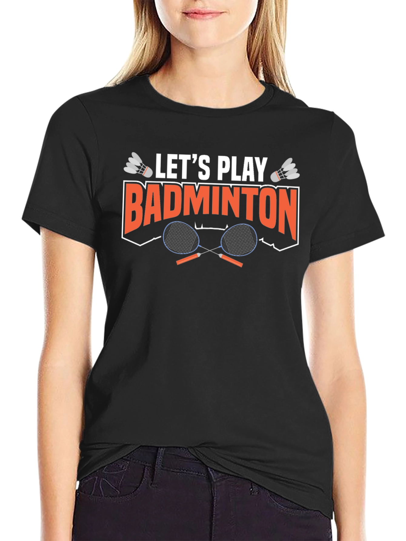 Lets Play Badminton Graphic T-Shirt