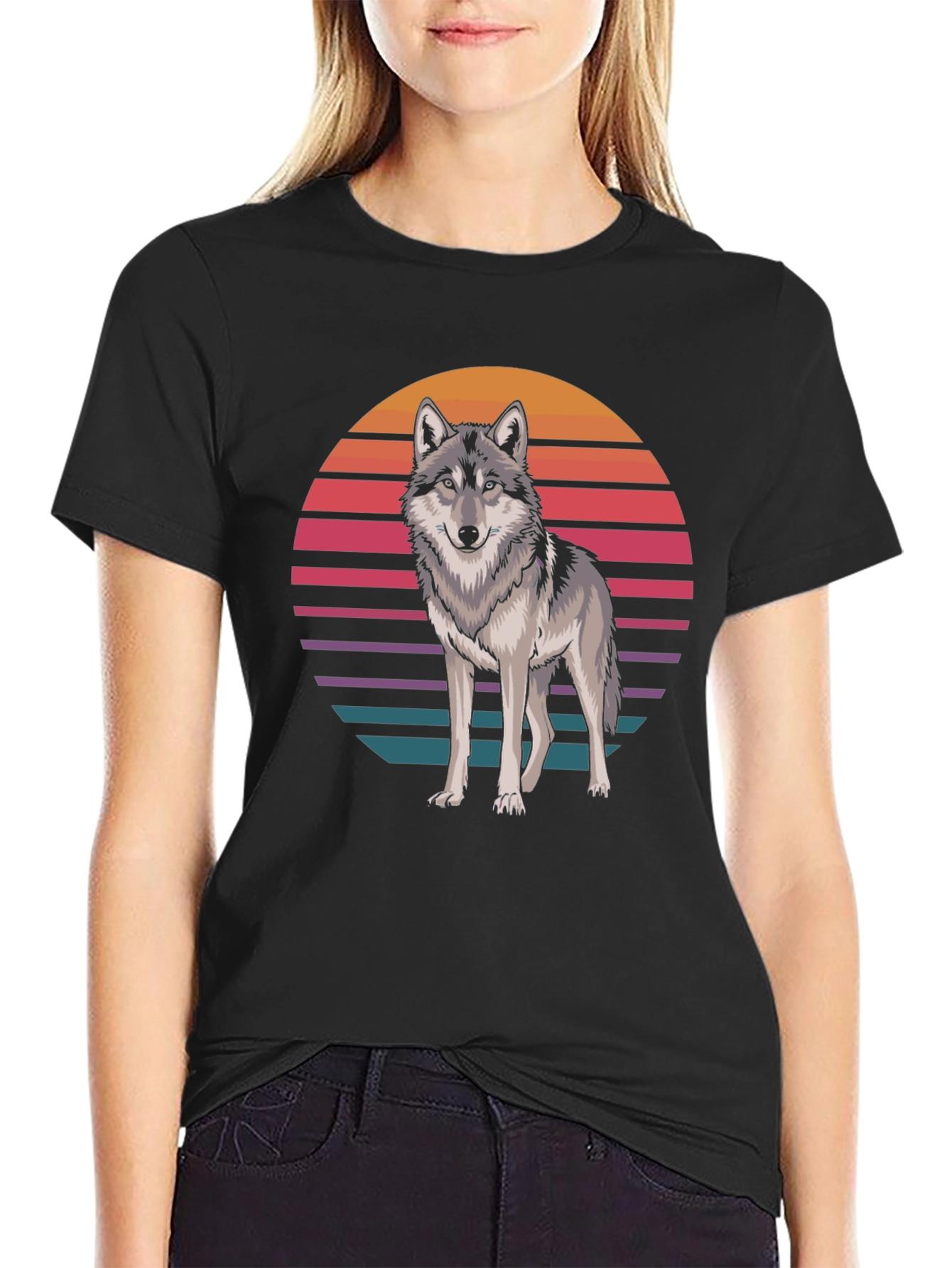 Retro Wolf T-Shirt - Graphic Animal Tee