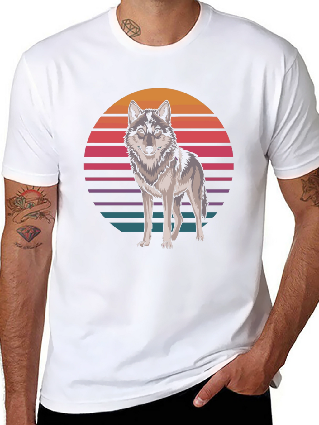 Retro Wolf T-Shirt - Graphic Animal Tee