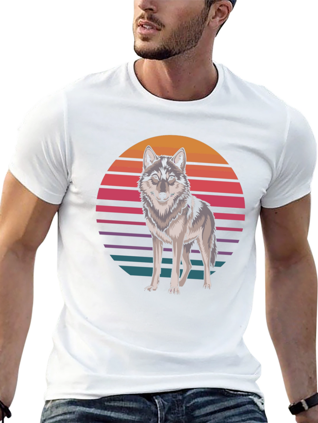 Retro Wolf T-Shirt - Graphic Animal Tee