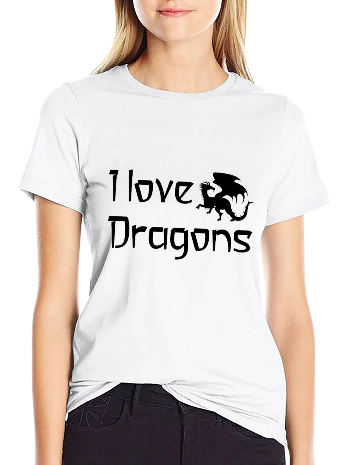 I Love Dragons Black Graphic Tee
