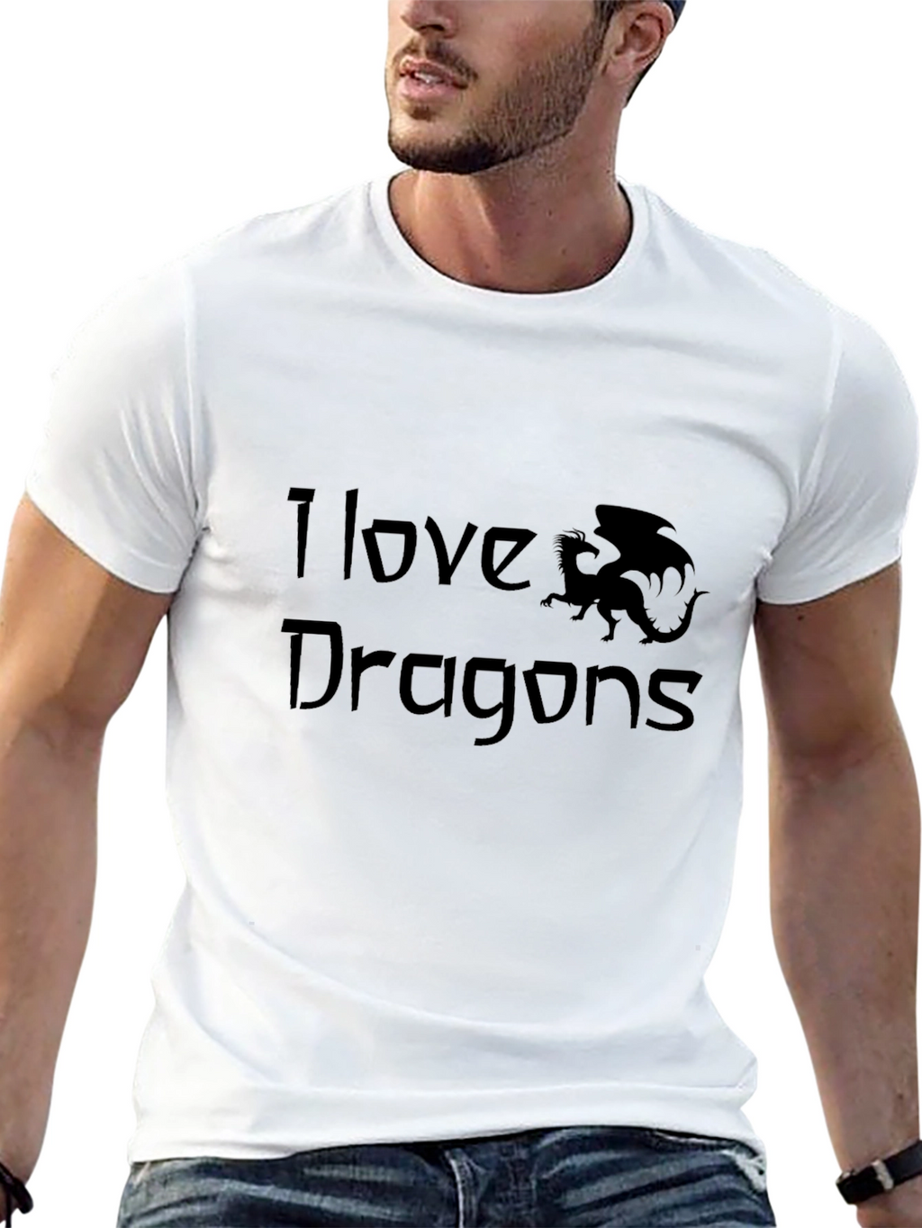 I Love Dragons Black Graphic Tee