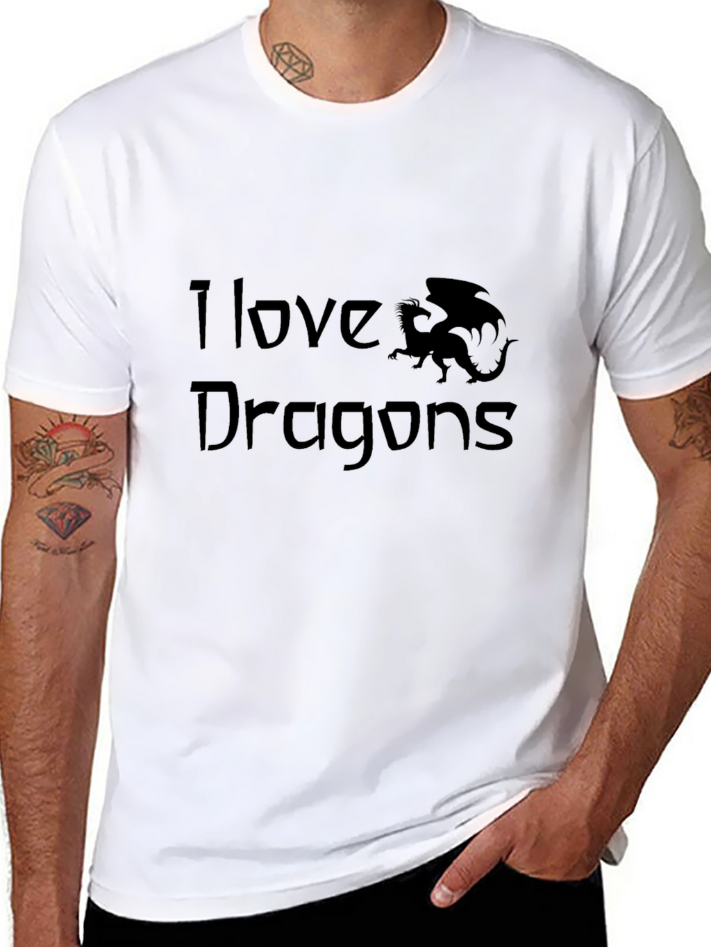 I Love Dragons Black Graphic Tee