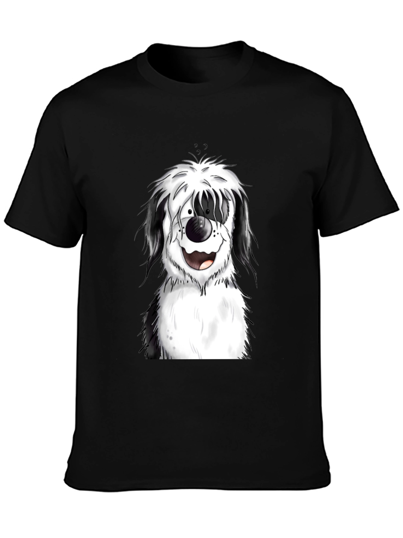 Dog Cartoon Graphic Black T-Shirt