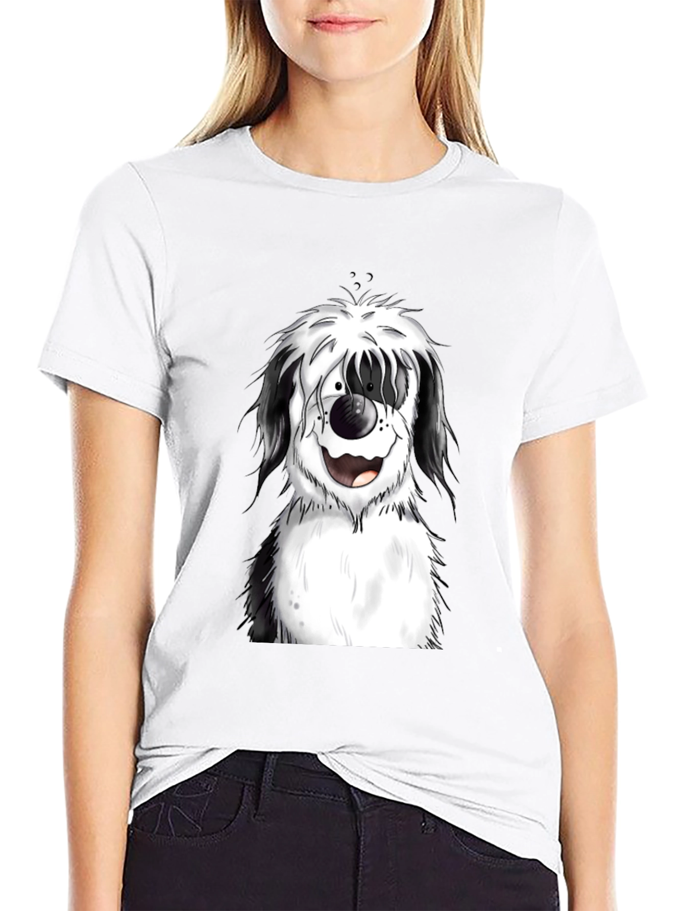 Dog Cartoon Graphic Black T-Shirt
