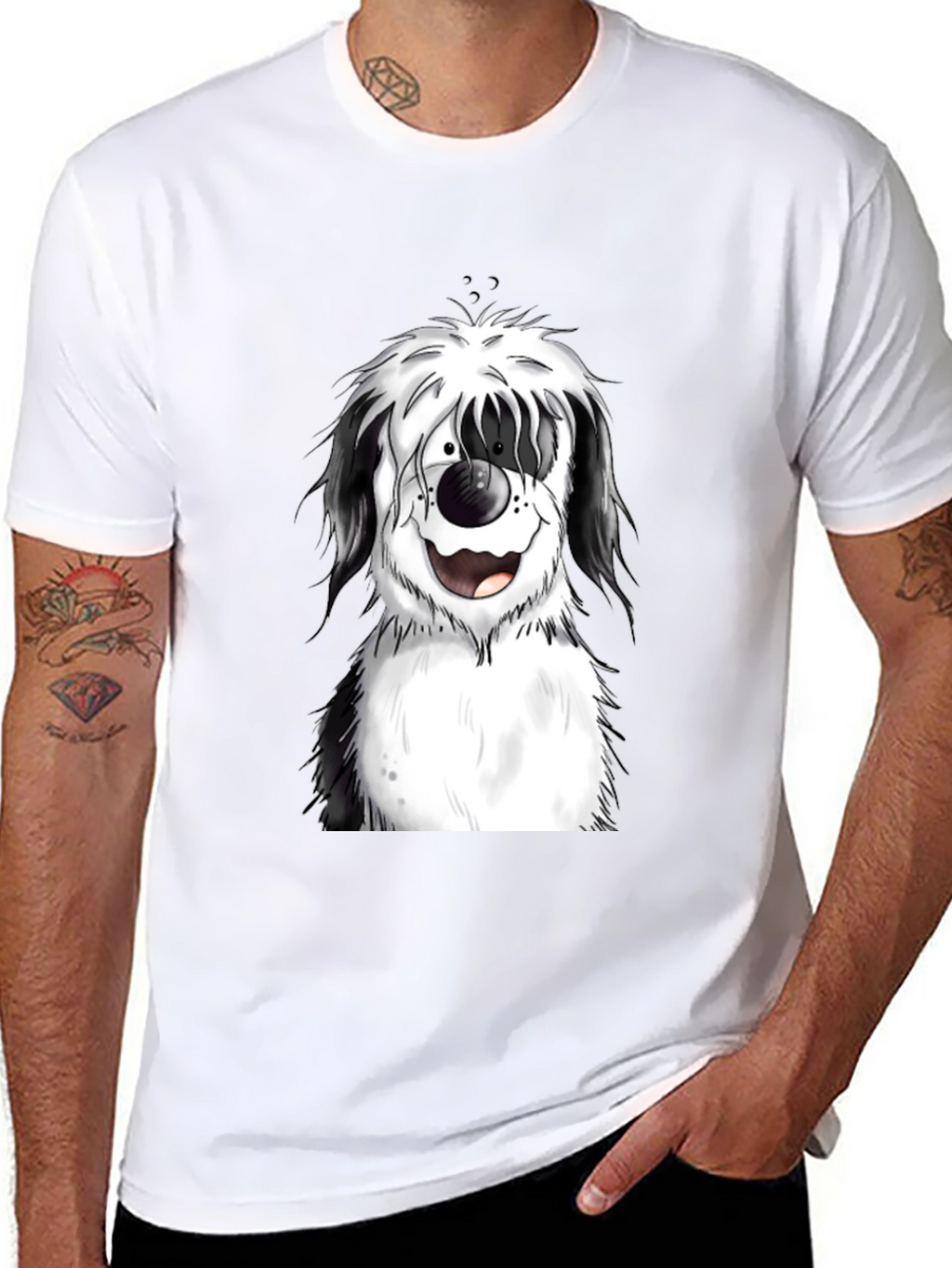 Dog Cartoon Graphic Black T-Shirt