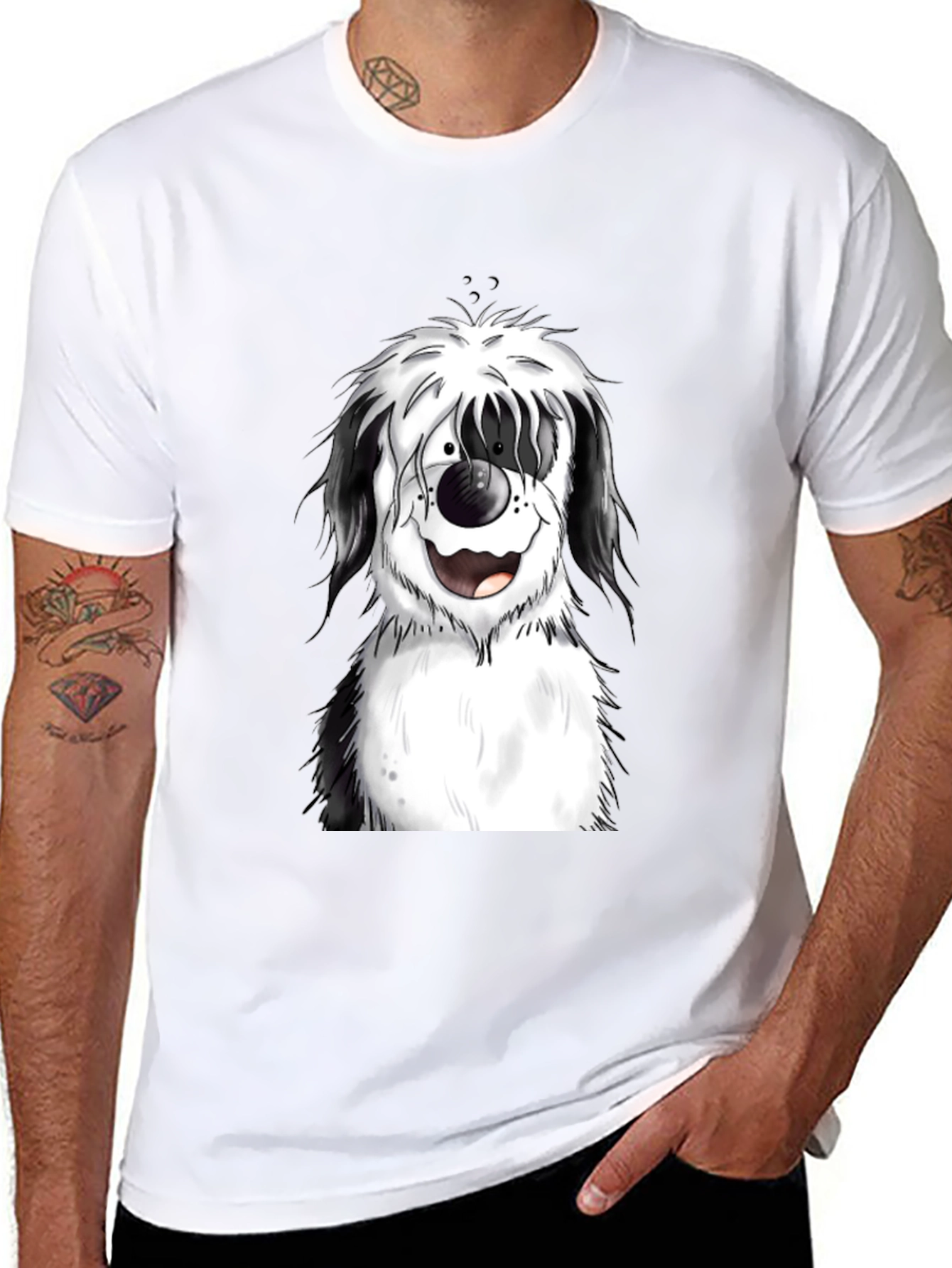 Dog Cartoon Graphic Black T-Shirt