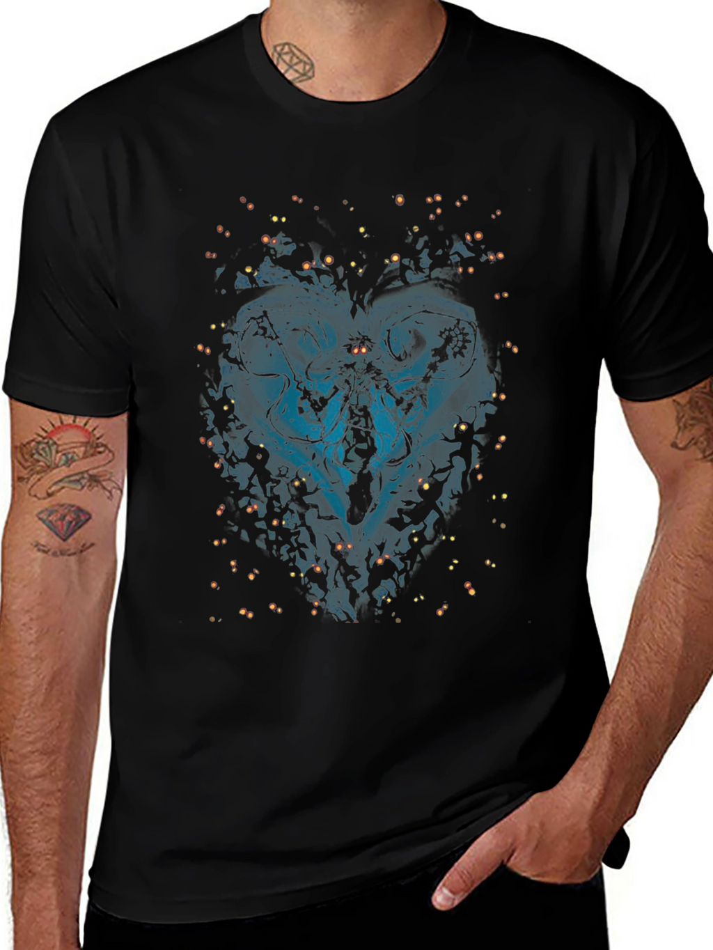 Mens Black Graphic Print T-Shirt