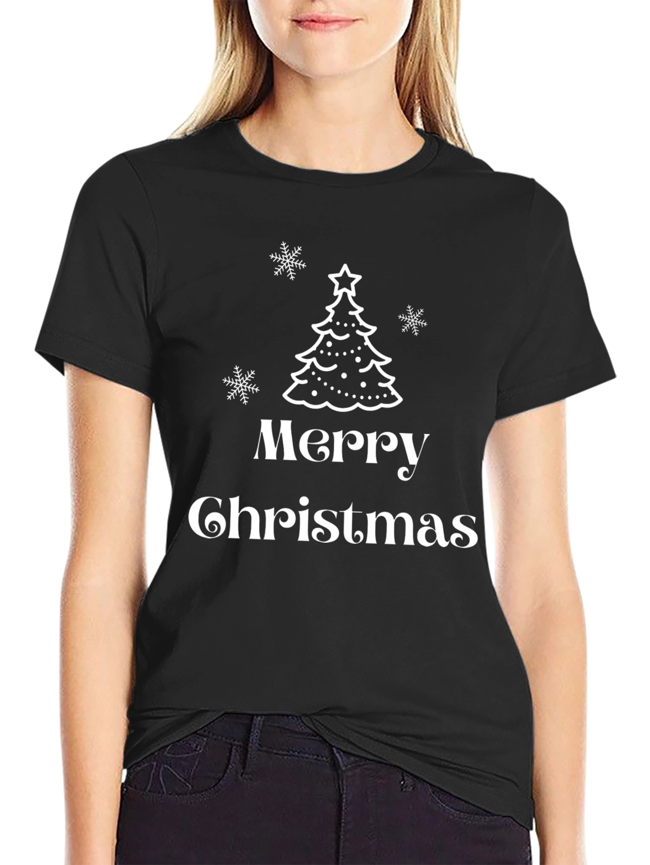 Merry Christmas Tree Graphic T-Shirt