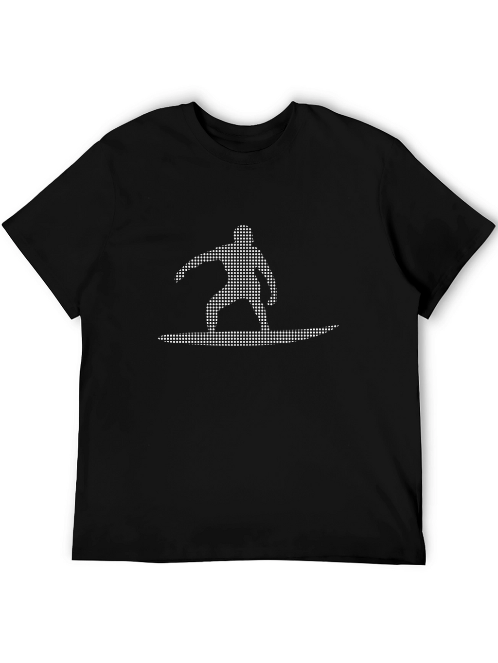 Surfer Silhouette Graphic Tee - Black Cotton Casual T-Shirt