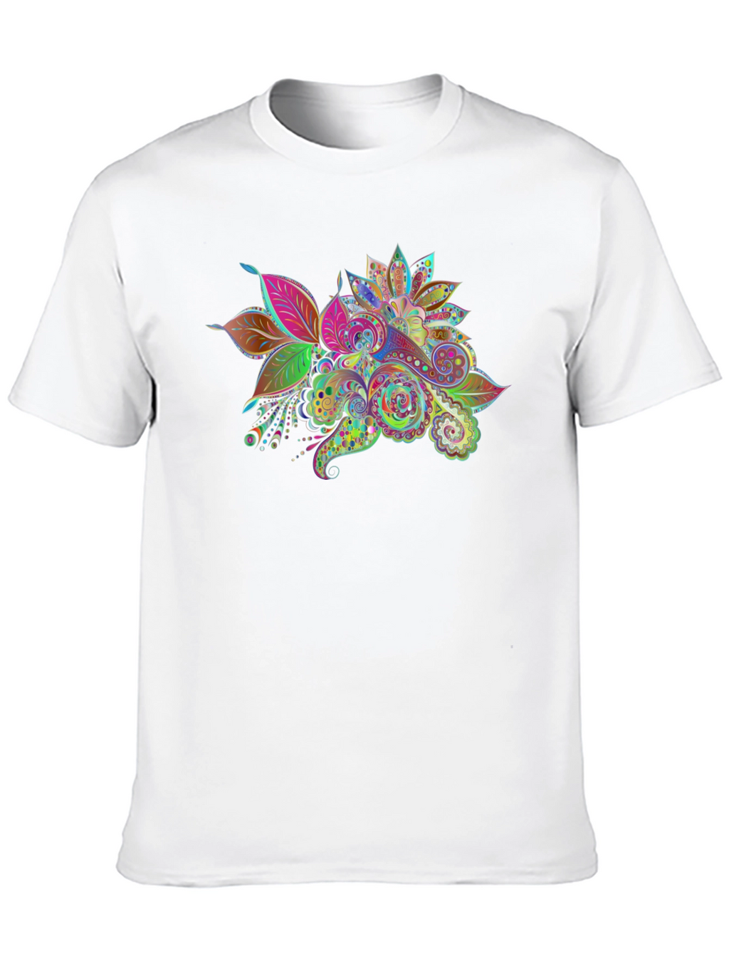 Floral Paisley Print Black T-Shirt
