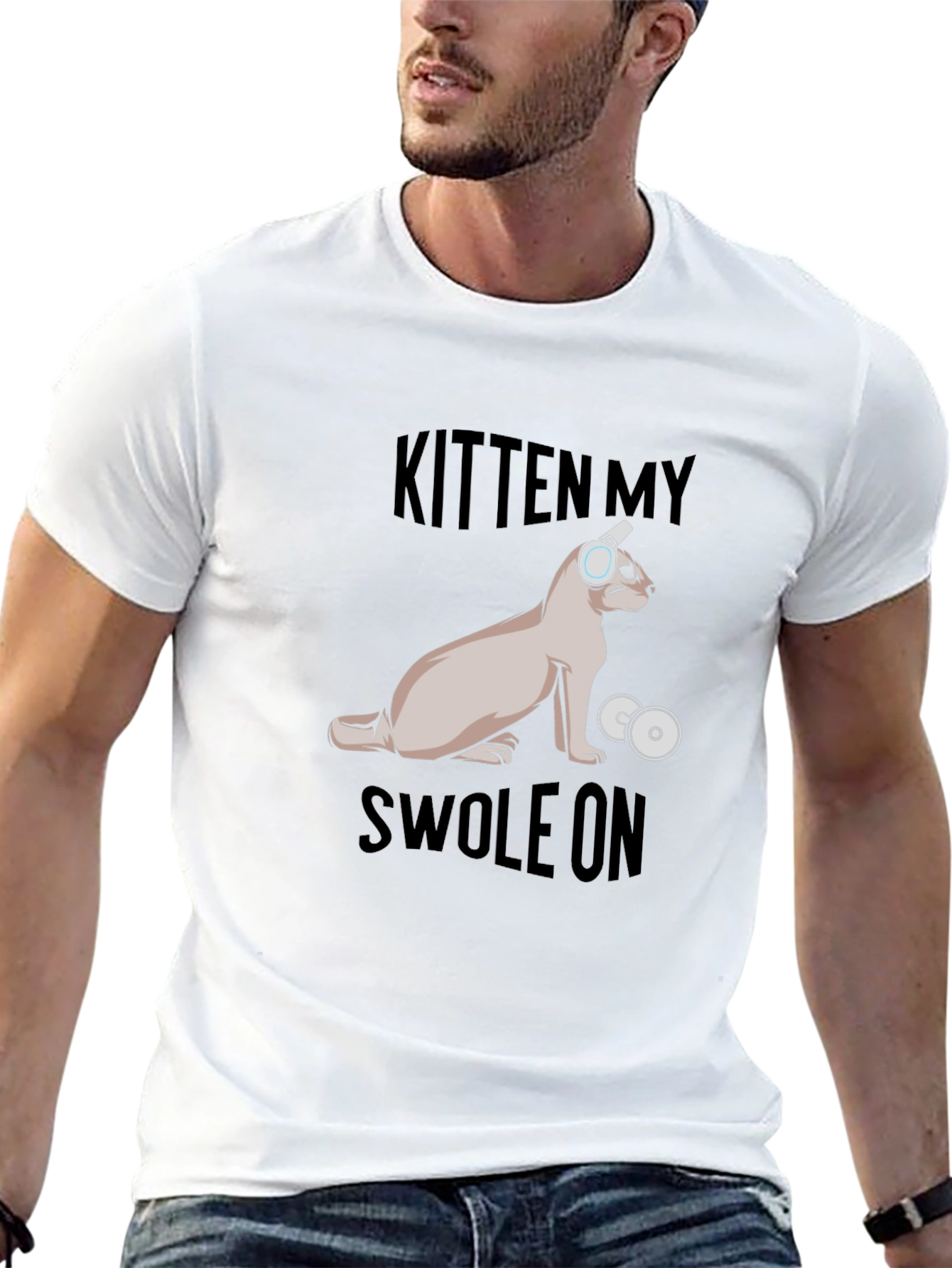 Kitten My Swol On Black Graphic Tee
