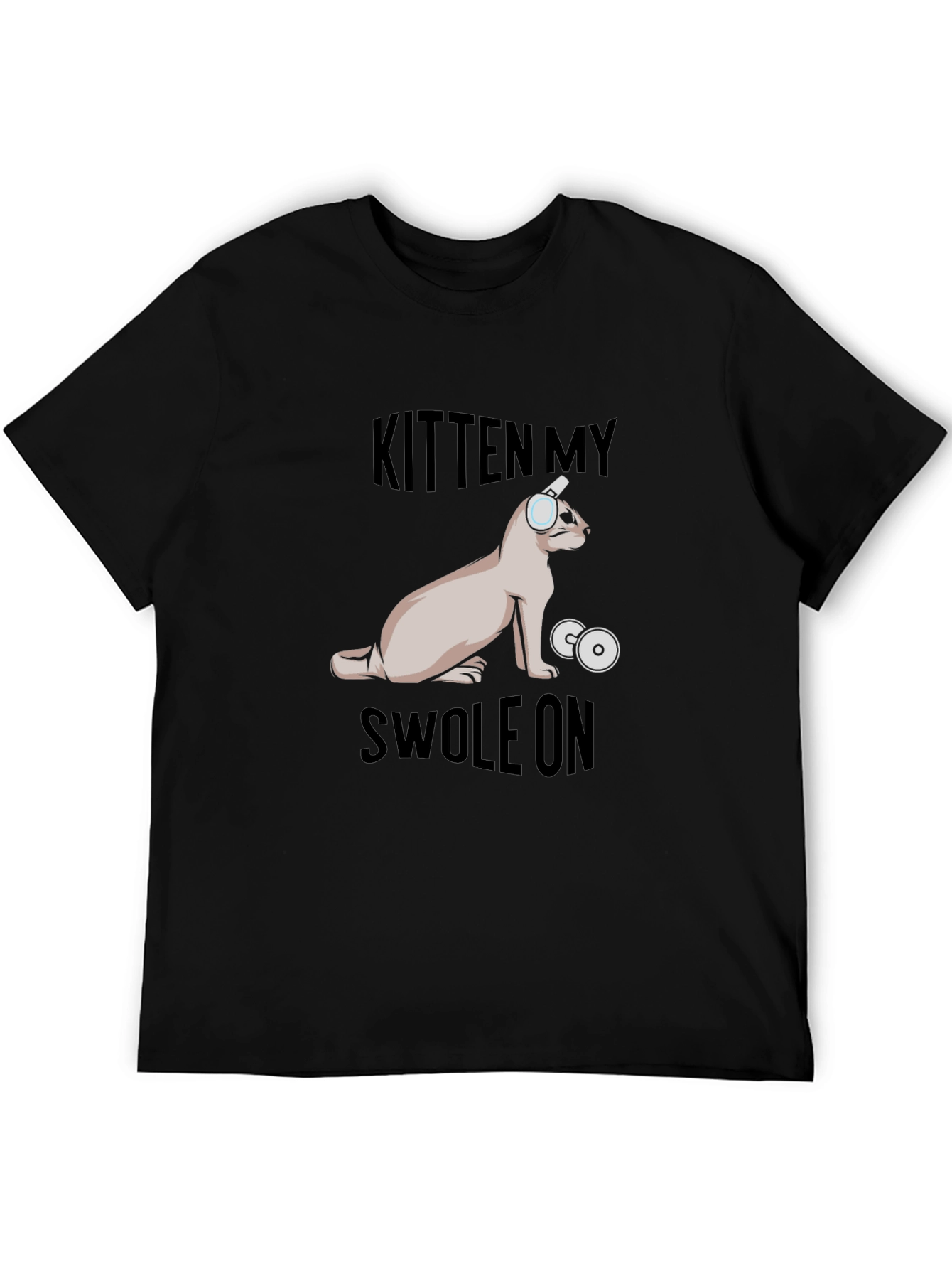 Kitten My Swol On Black Graphic Tee