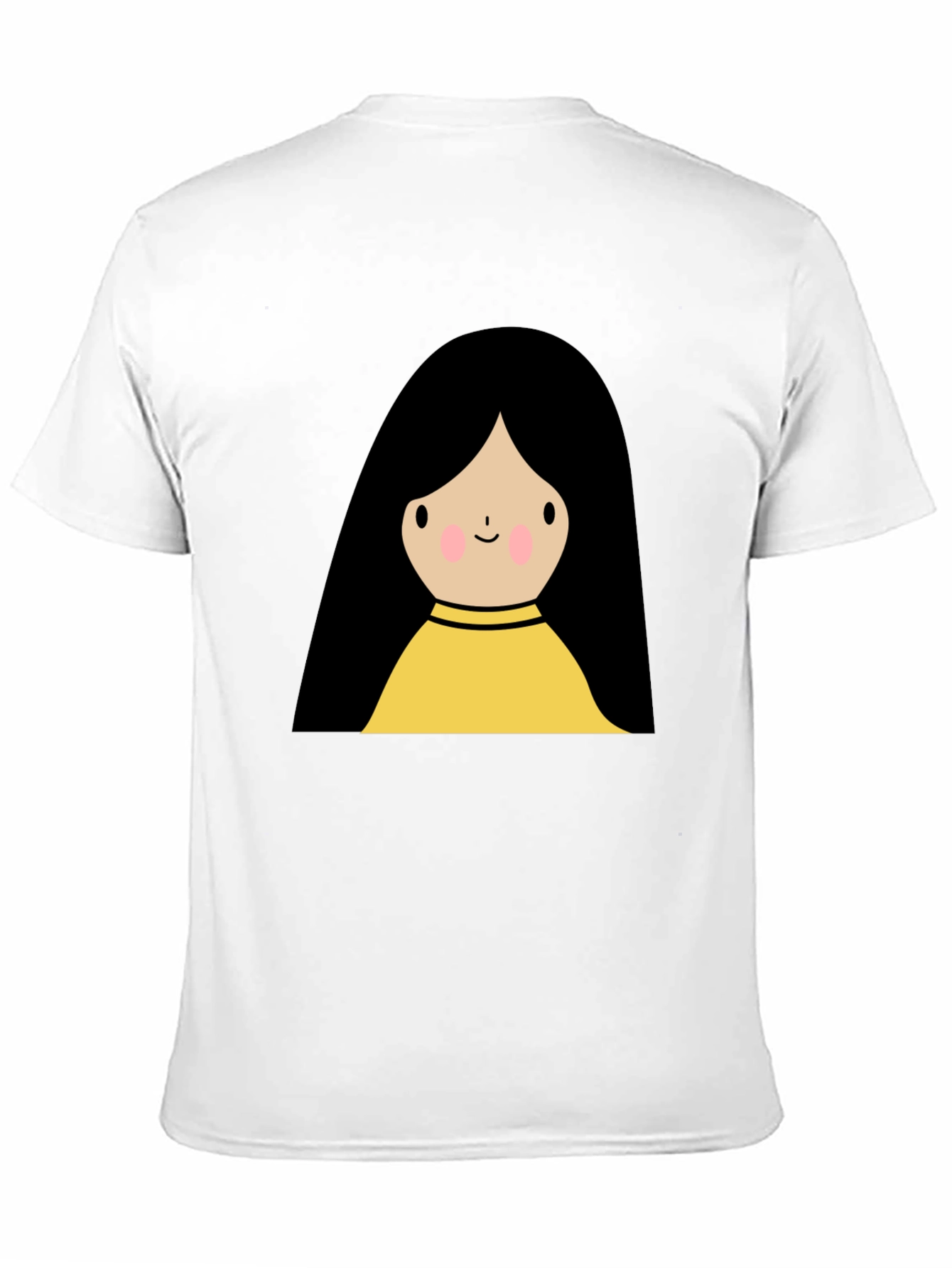 Cute Cartoon Girl Graphic Black T-Shirt