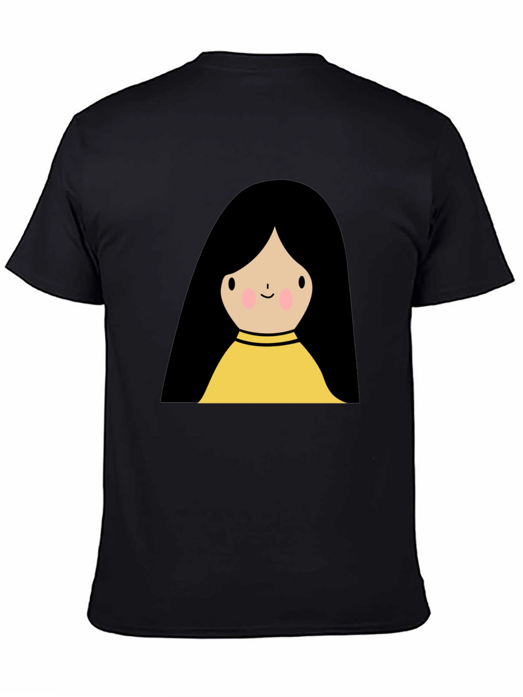 Cute Cartoon Girl Graphic Black T-Shirt