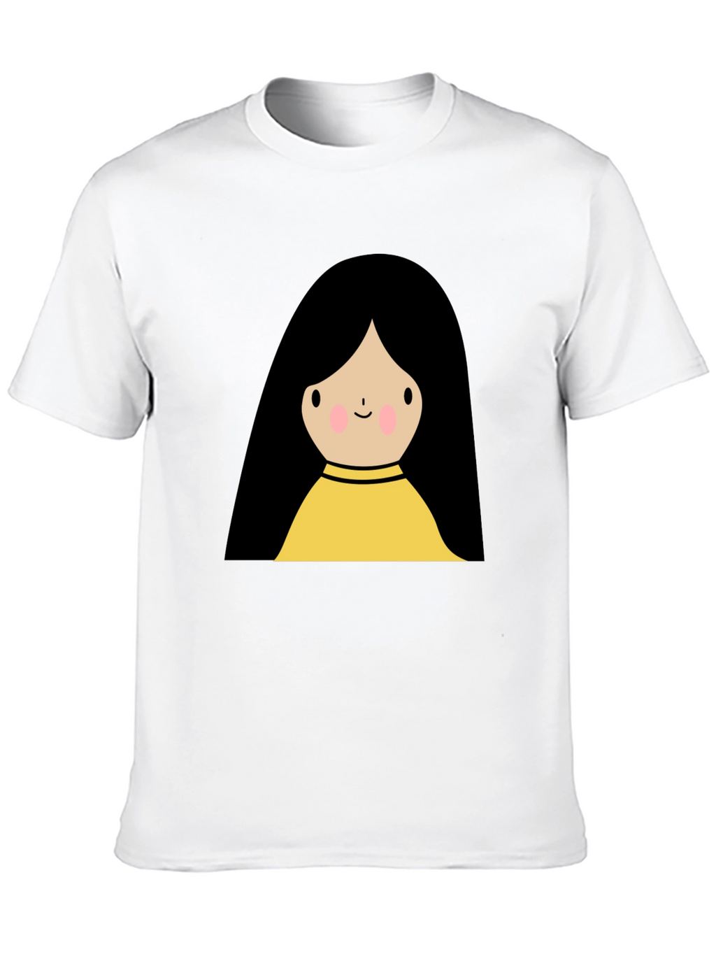 Cute Cartoon Girl Graphic Black T-Shirt