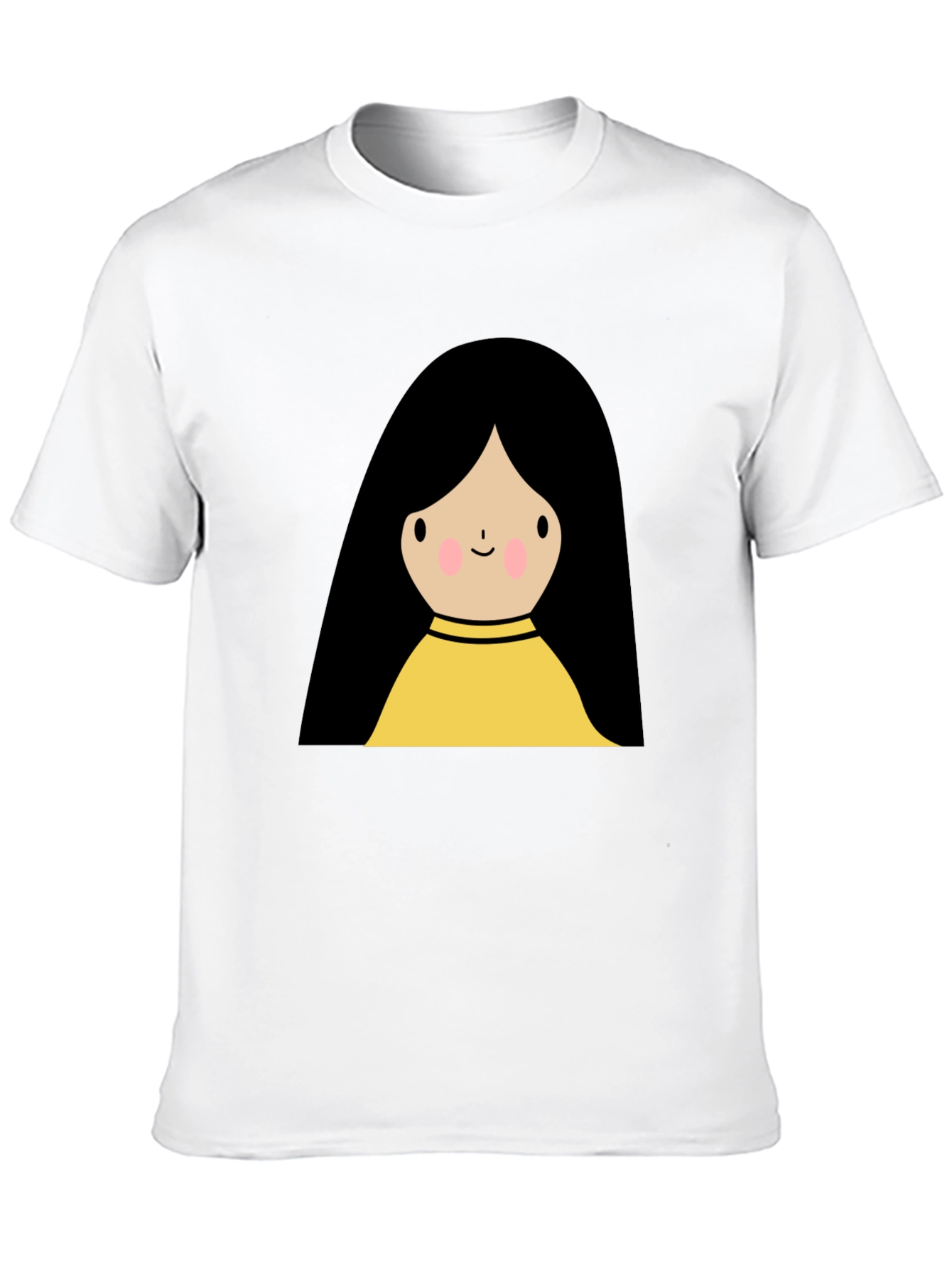 Cute Cartoon Girl Graphic Black T-Shirt
