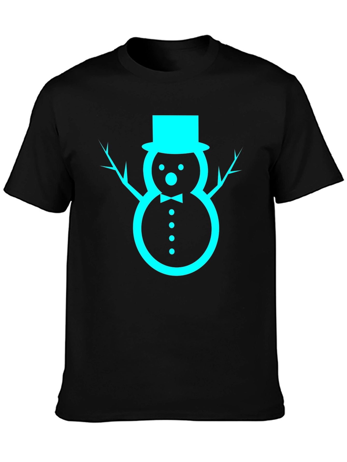 Festive Snowman Graphic Tee - Black Cotton Blend
