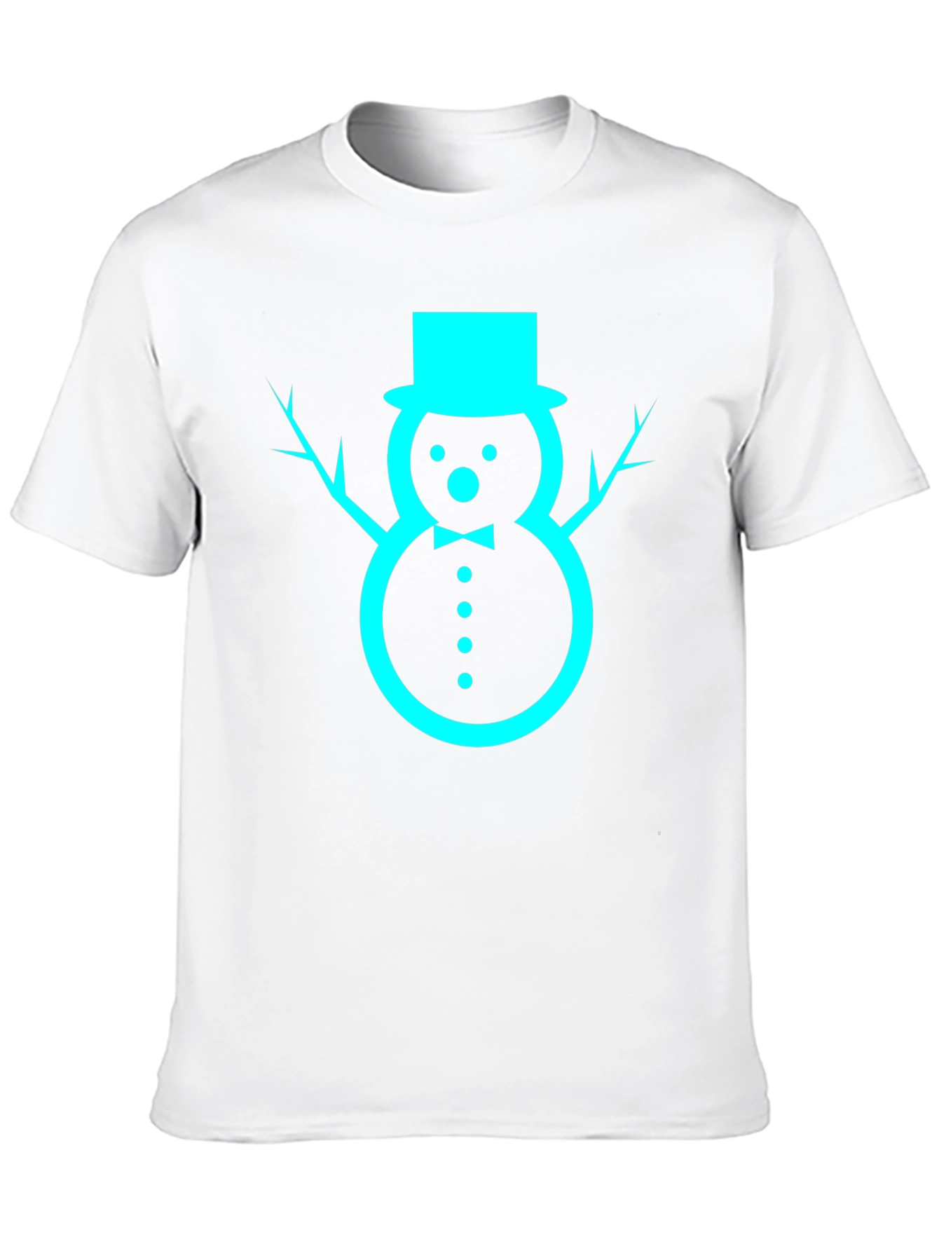Festive Snowman Graphic Tee - Black Cotton Blend