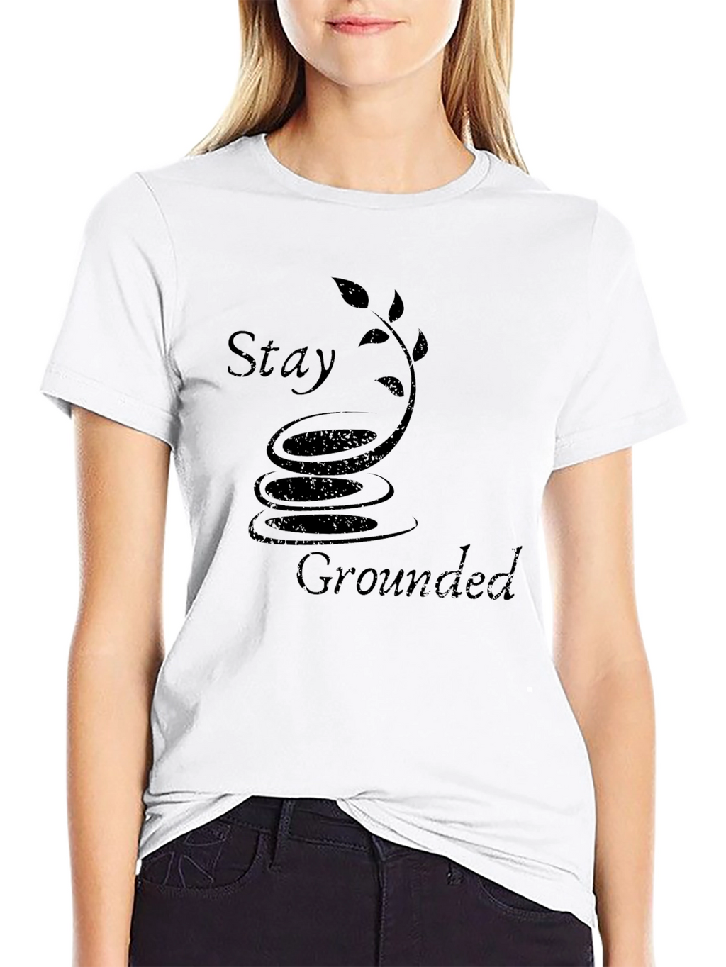 Stay Grounded Black Graphic Tee - Zen Inspired