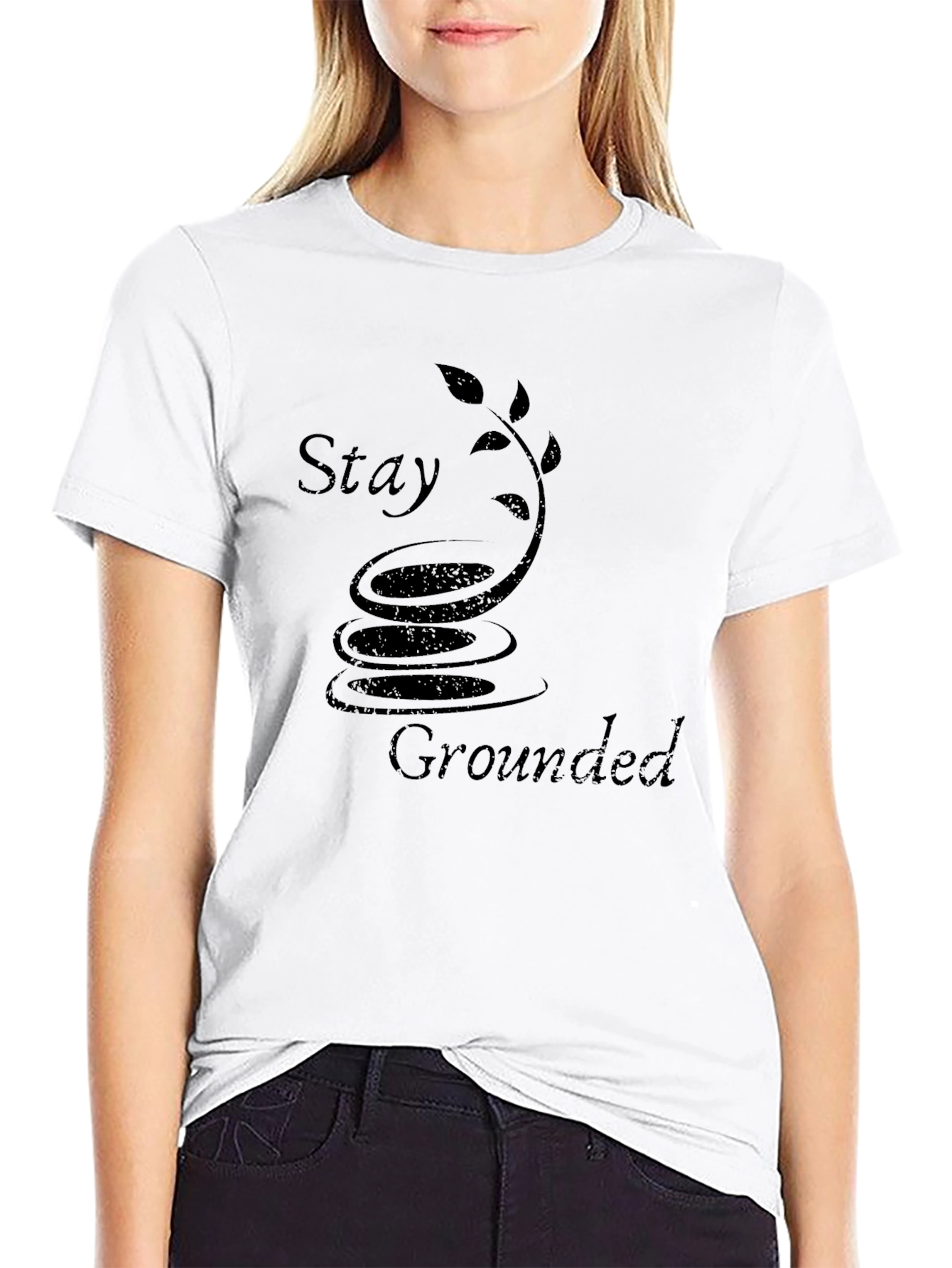 Stay Grounded Black Graphic Tee - Zen Inspired