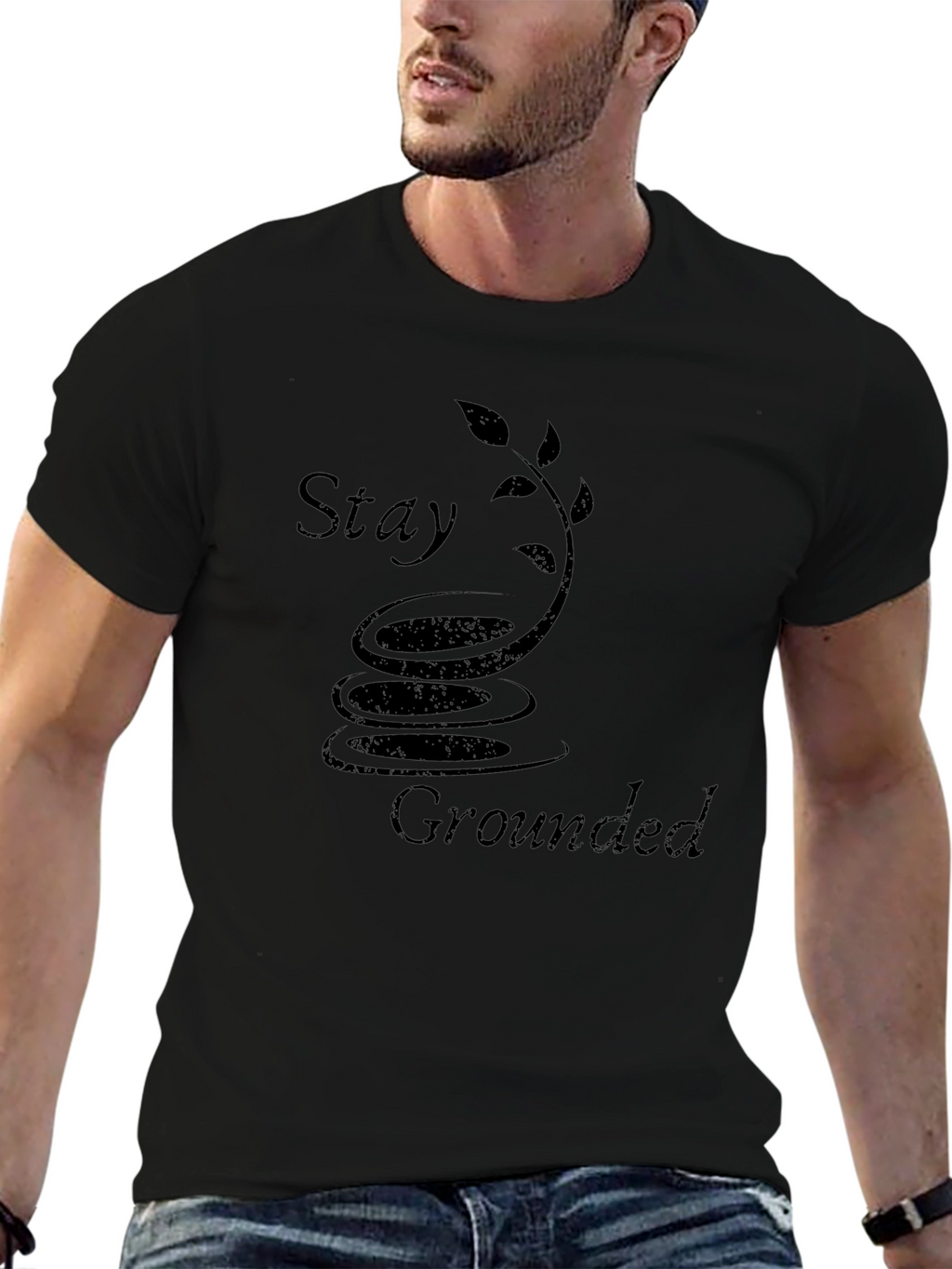 Stay Grounded Black Graphic Tee - Zen Inspired