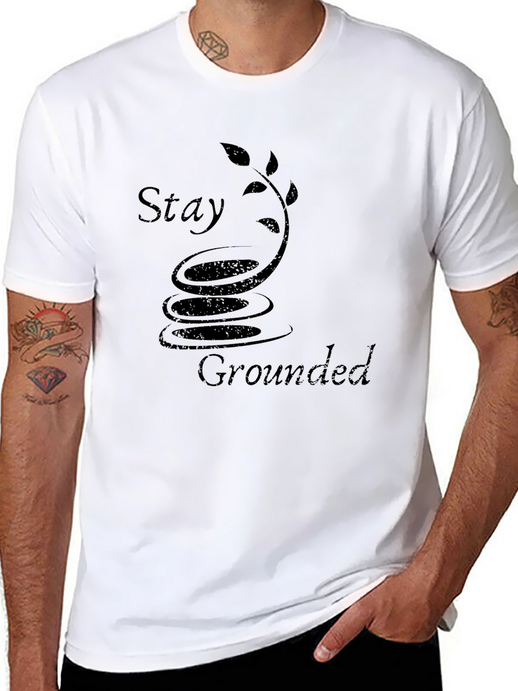Stay Grounded Black Graphic Tee - Zen Inspired