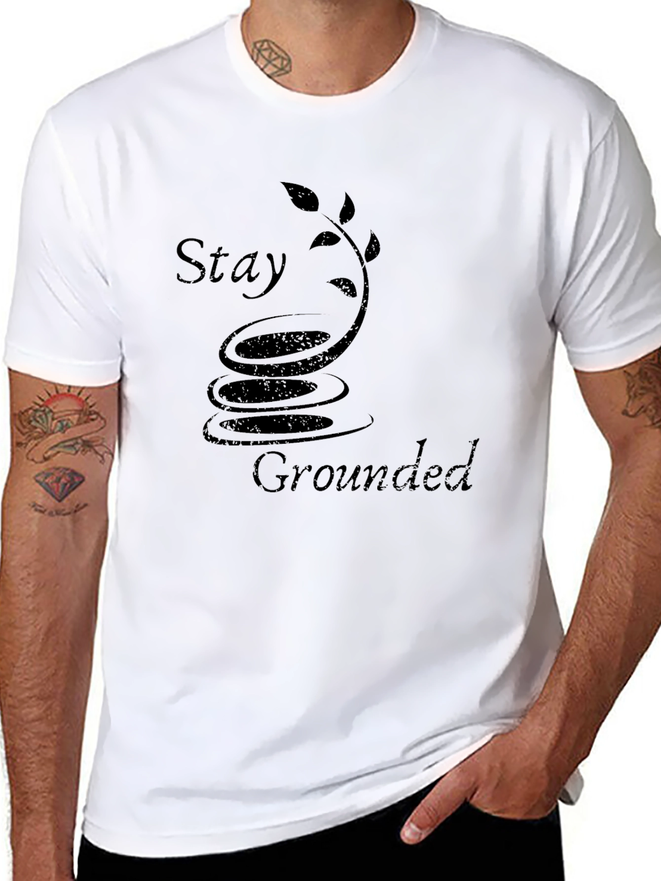Stay Grounded Black Graphic Tee - Zen Inspired