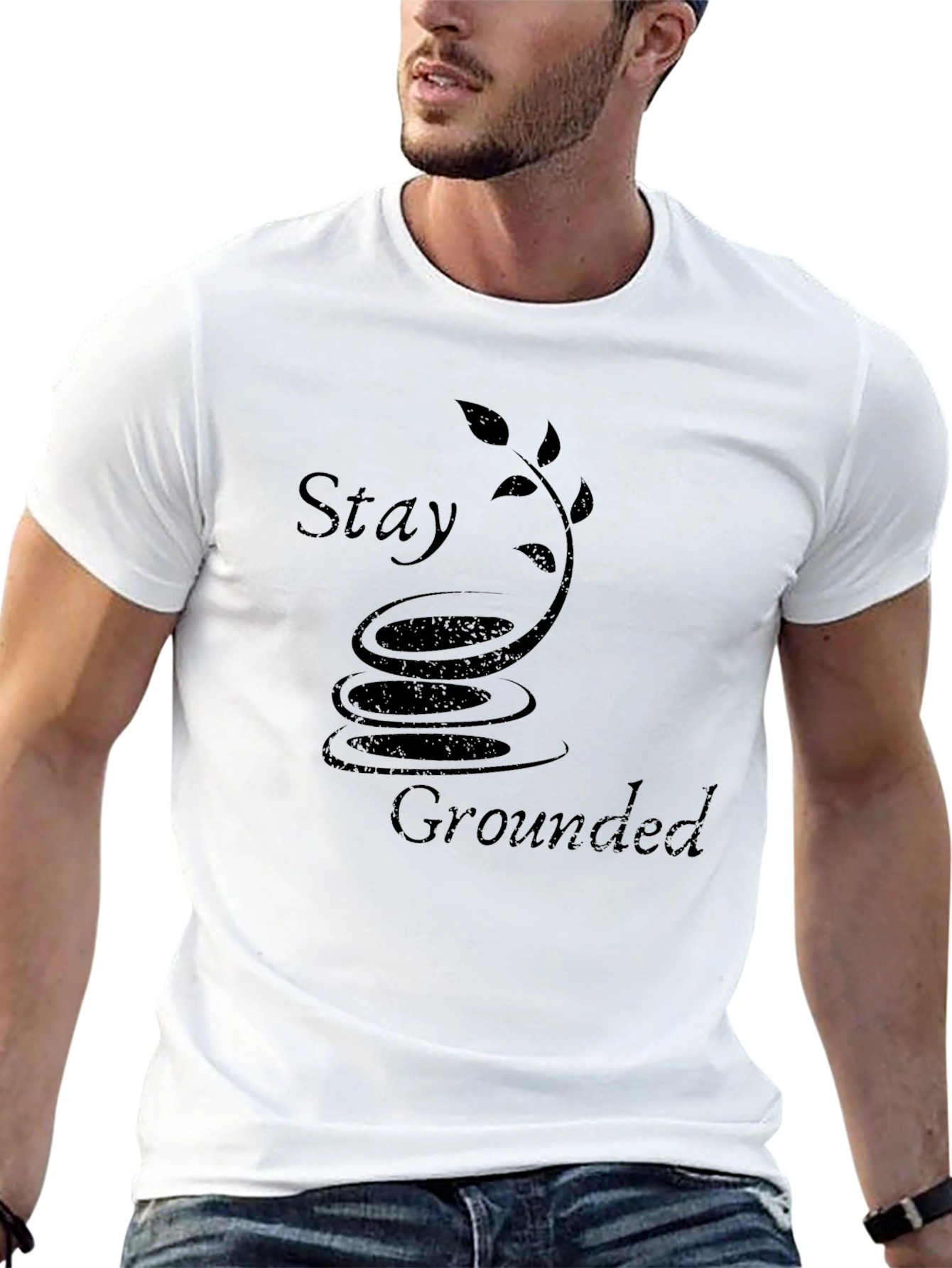 Stay Grounded Black Graphic Tee - Zen Inspired