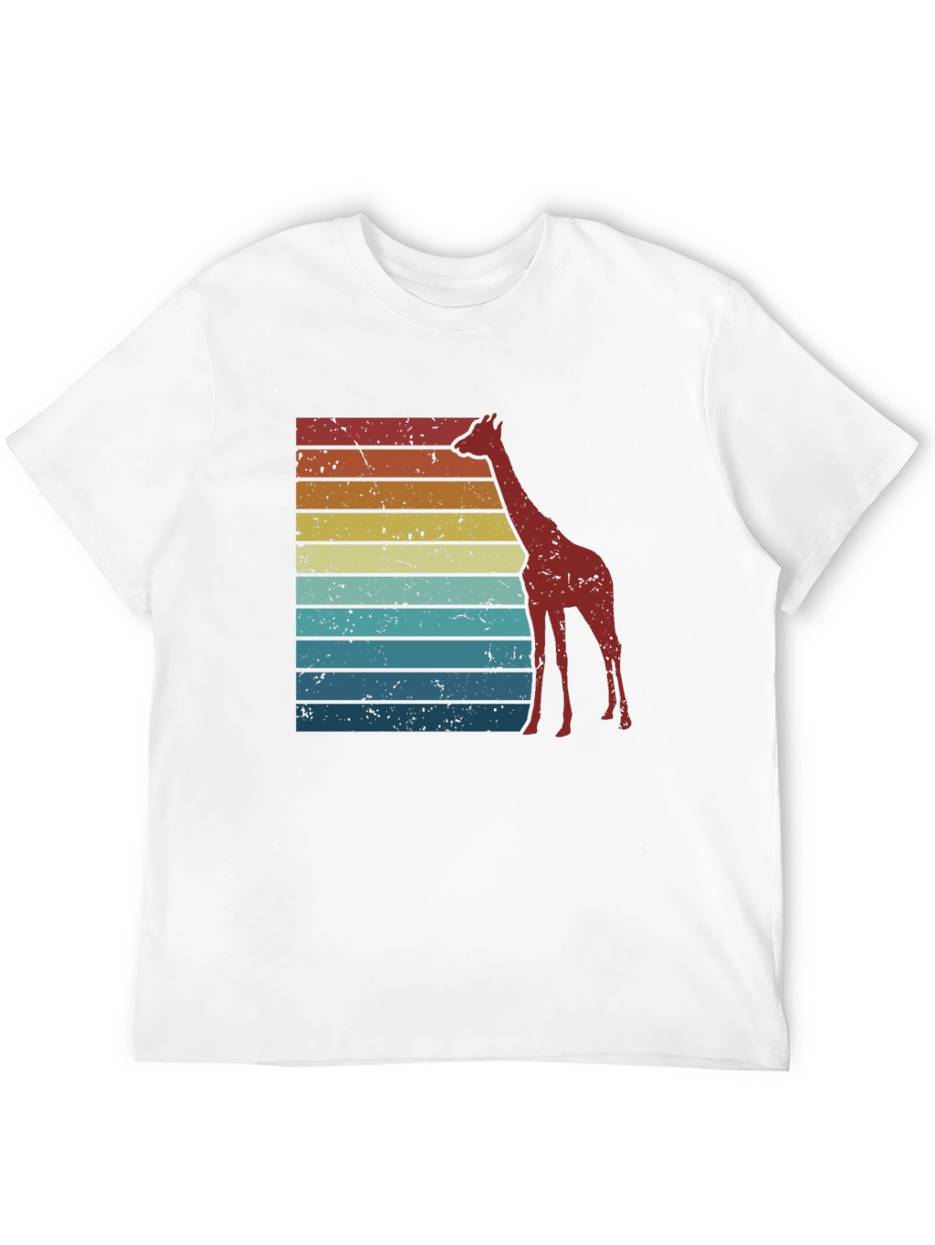 Retro Giraffe Striped Tee - Black Graphic T-Shirt