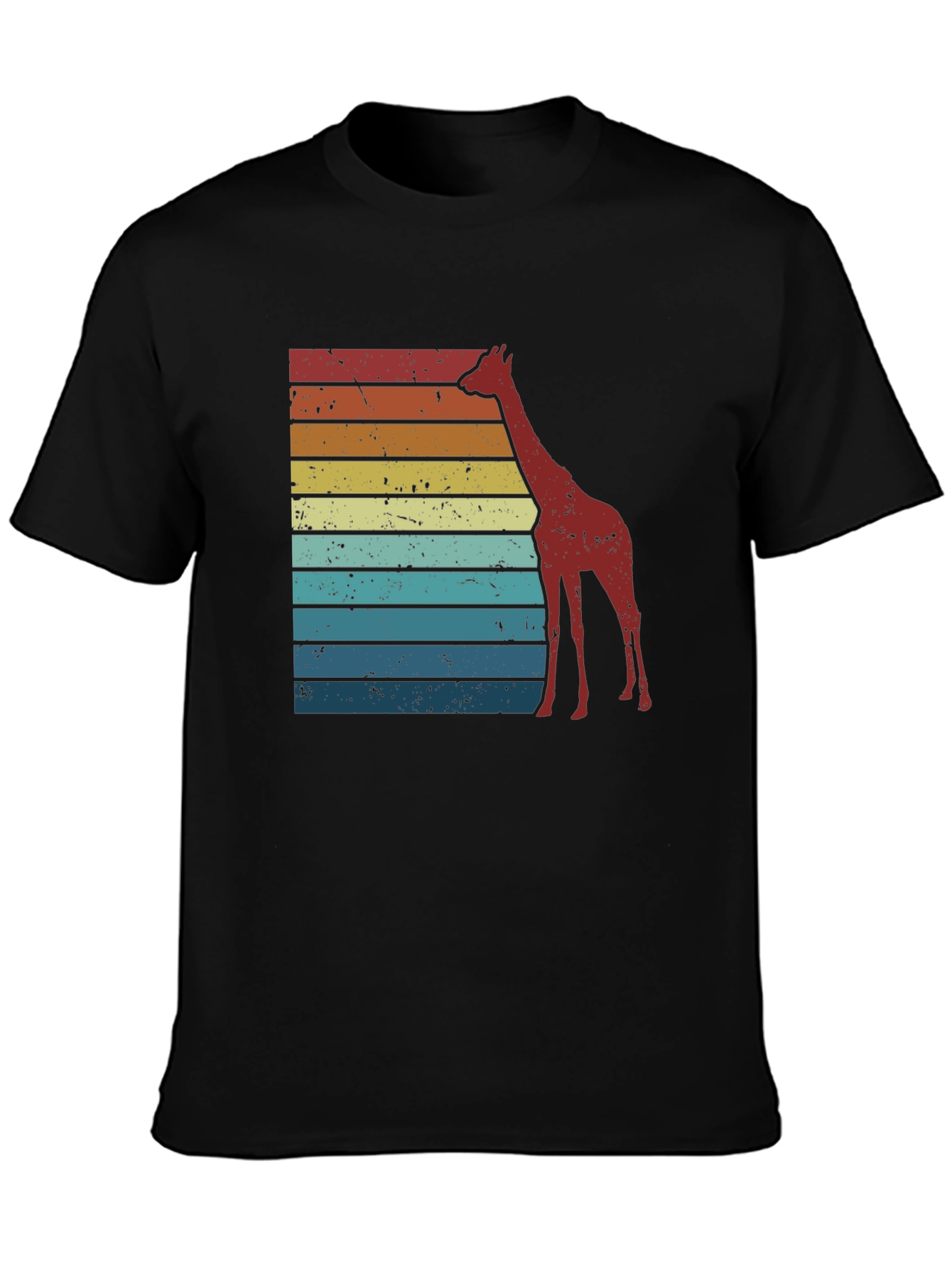 Retro Giraffe Striped Tee - Black Graphic T-Shirt