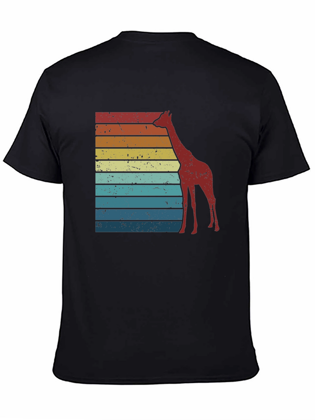 Retro Giraffe Striped Tee - Black Graphic T-Shirt