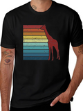 Retro Giraffe Striped Tee - Black Graphic T-Shirt