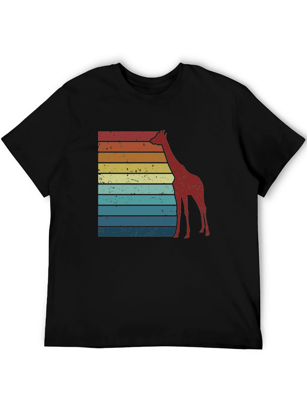 Retro Giraffe Striped Tee - Black Graphic T-Shirt