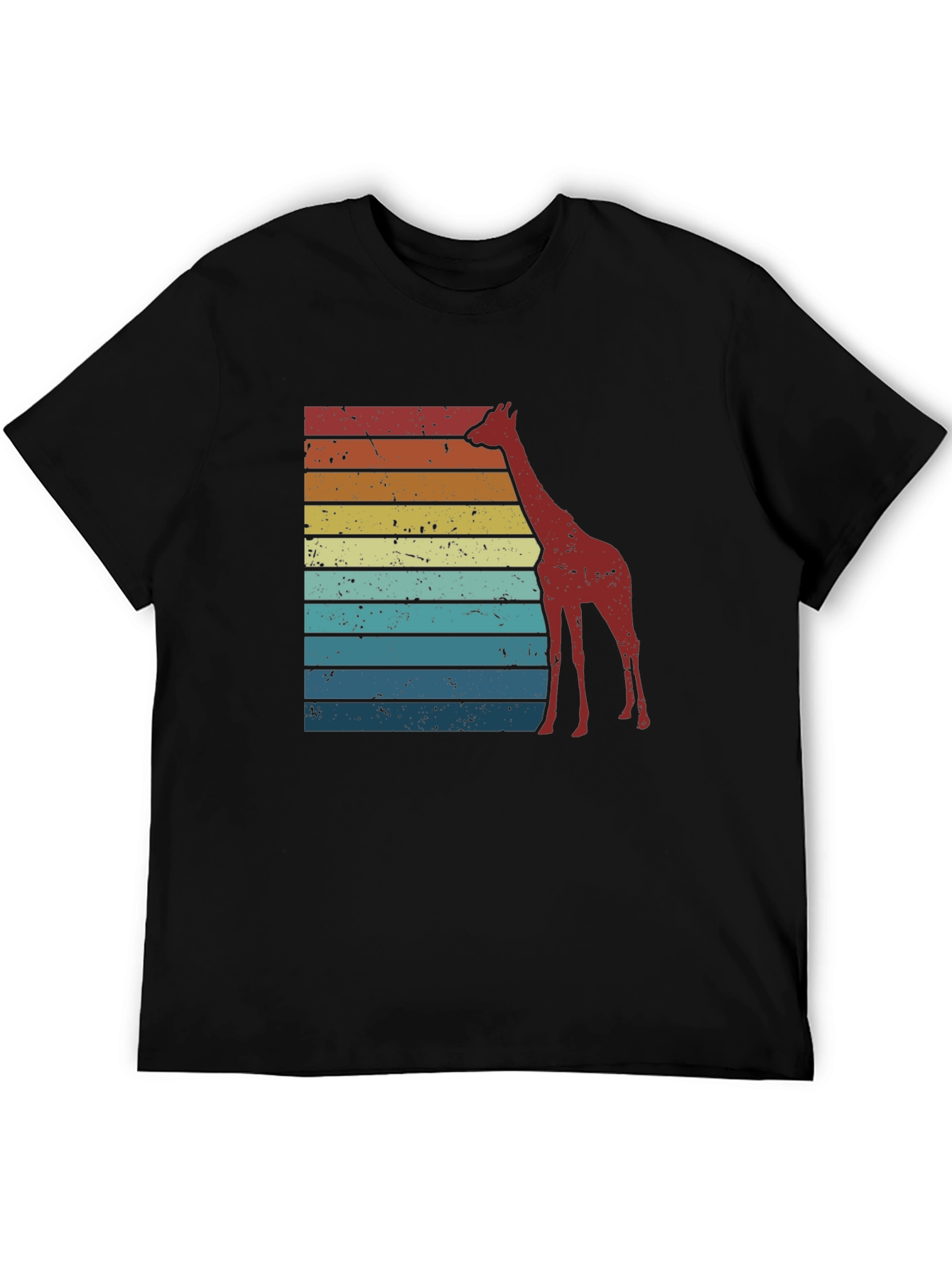 Retro Giraffe Striped Tee - Black Graphic T-Shirt